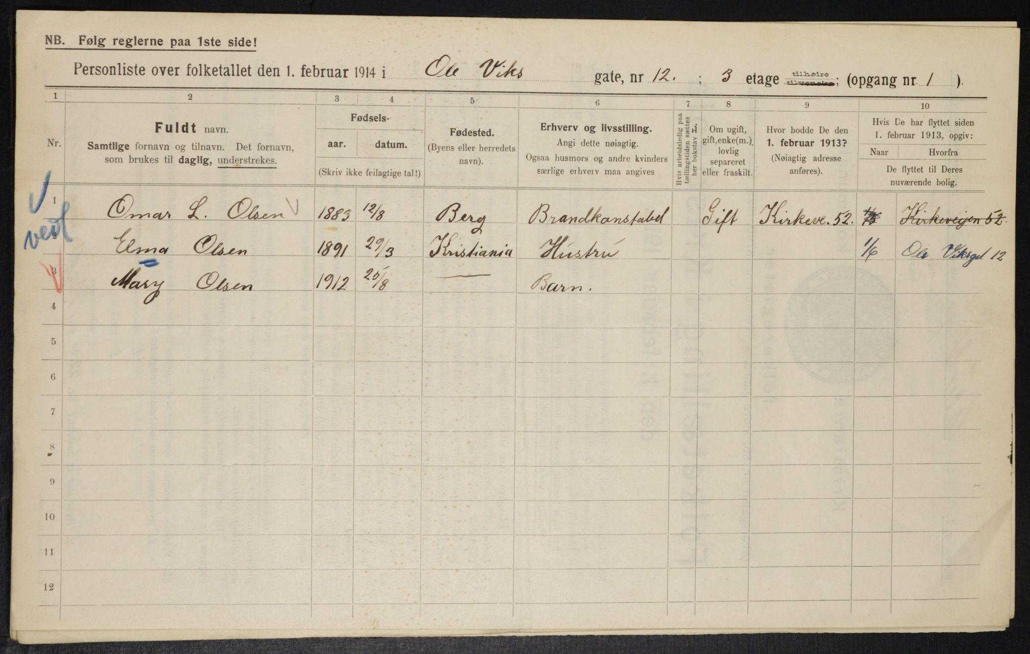 OBA, Municipal Census 1914 for Kristiania, 1914, p. 75562