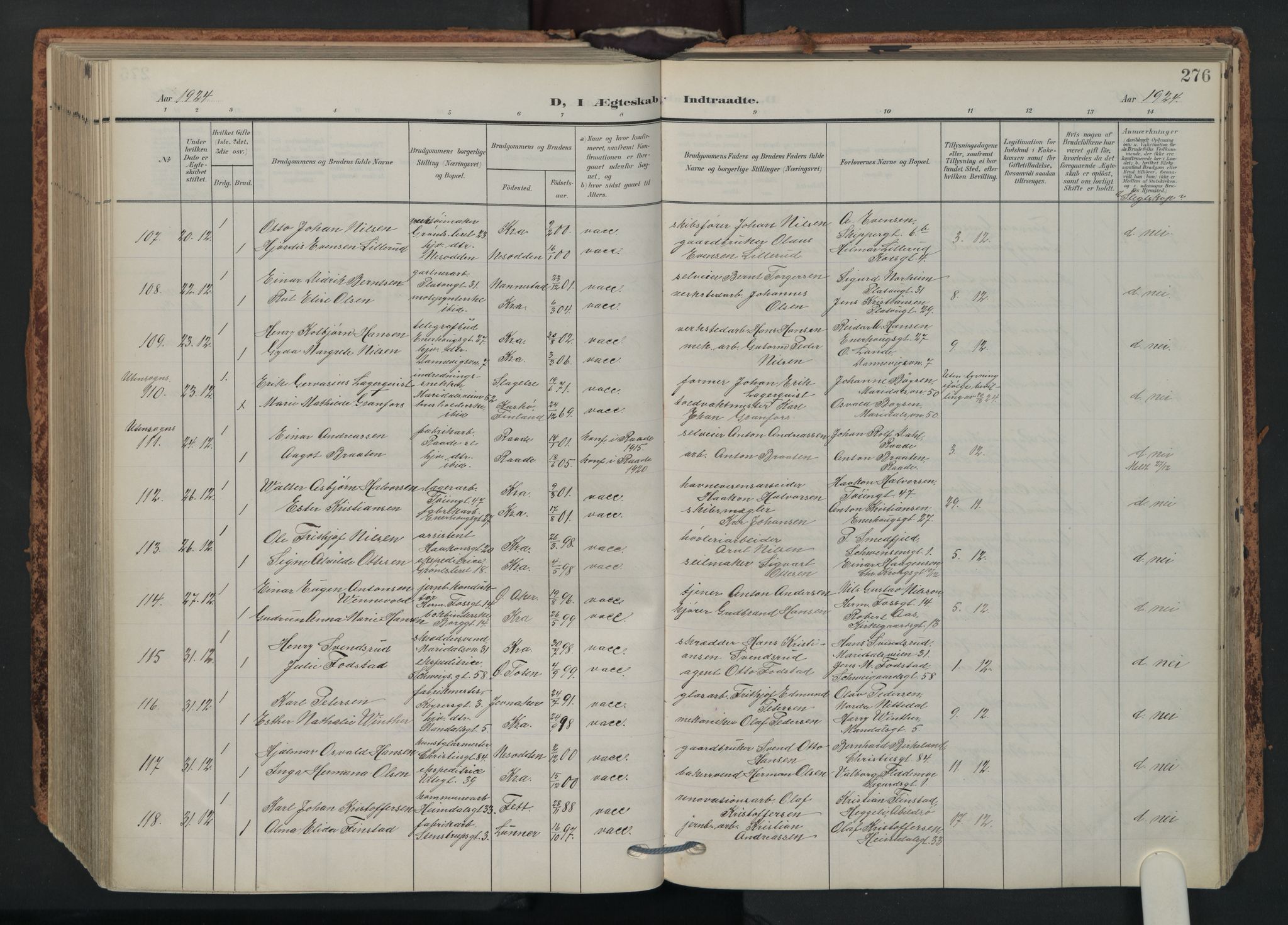 Grønland prestekontor Kirkebøker, AV/SAO-A-10848/F/Fa/L0017: Parish register (official) no. 17, 1906-1934, p. 276