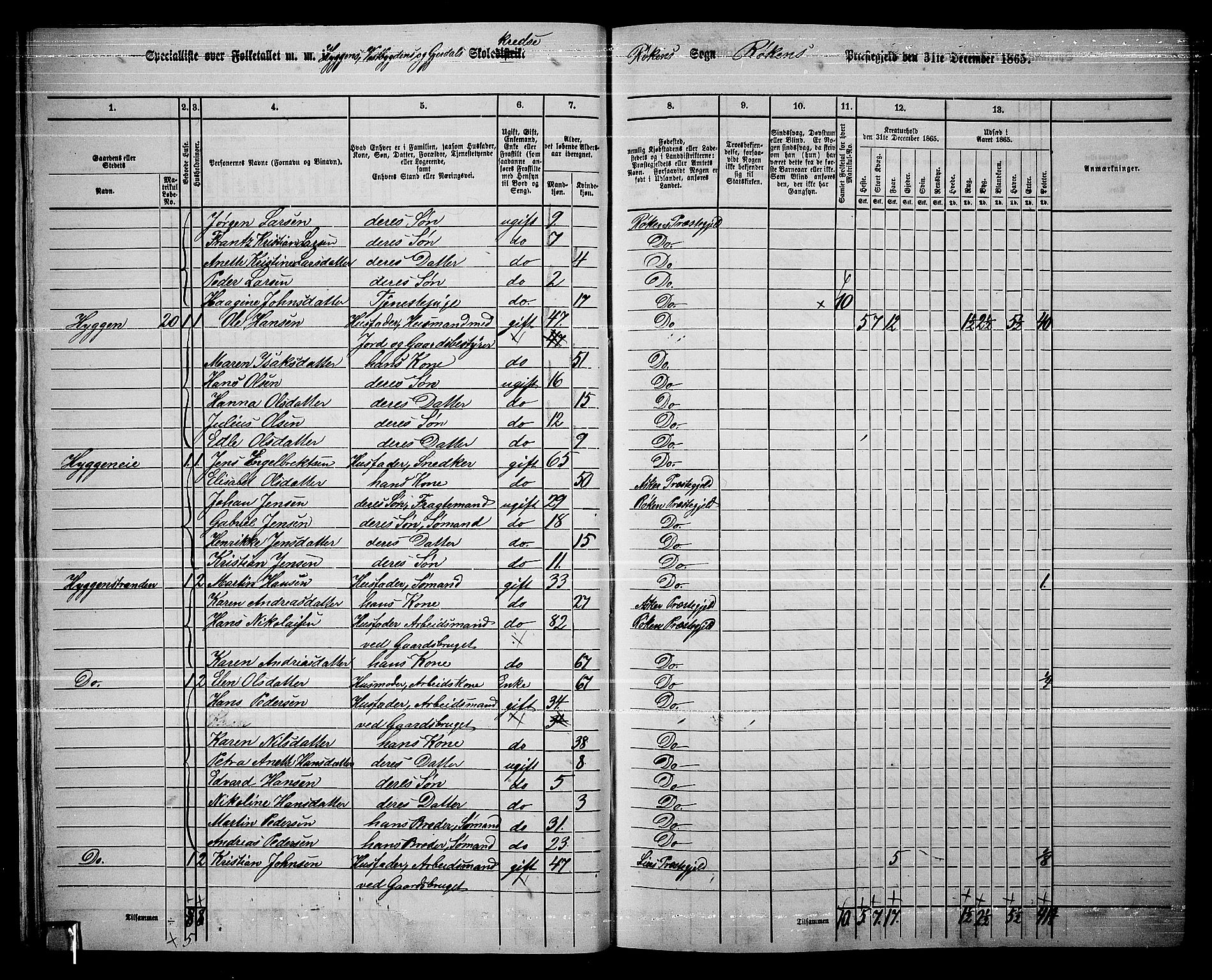 RA, 1865 census for Røyken, 1865, p. 26