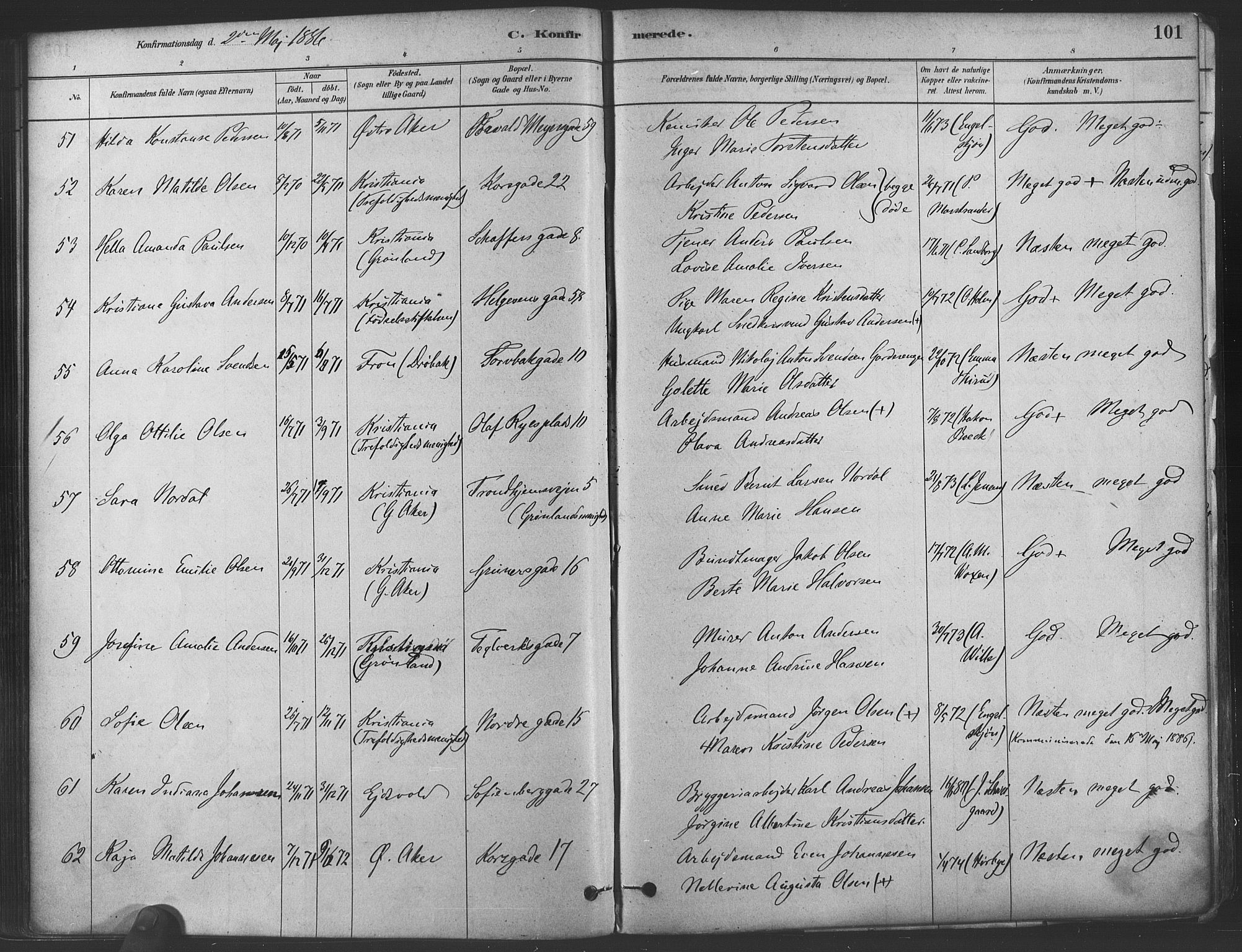 Paulus prestekontor Kirkebøker, AV/SAO-A-10871/F/Fa/L0004: Parish register (official) no. 4, 1879-1891, p. 101