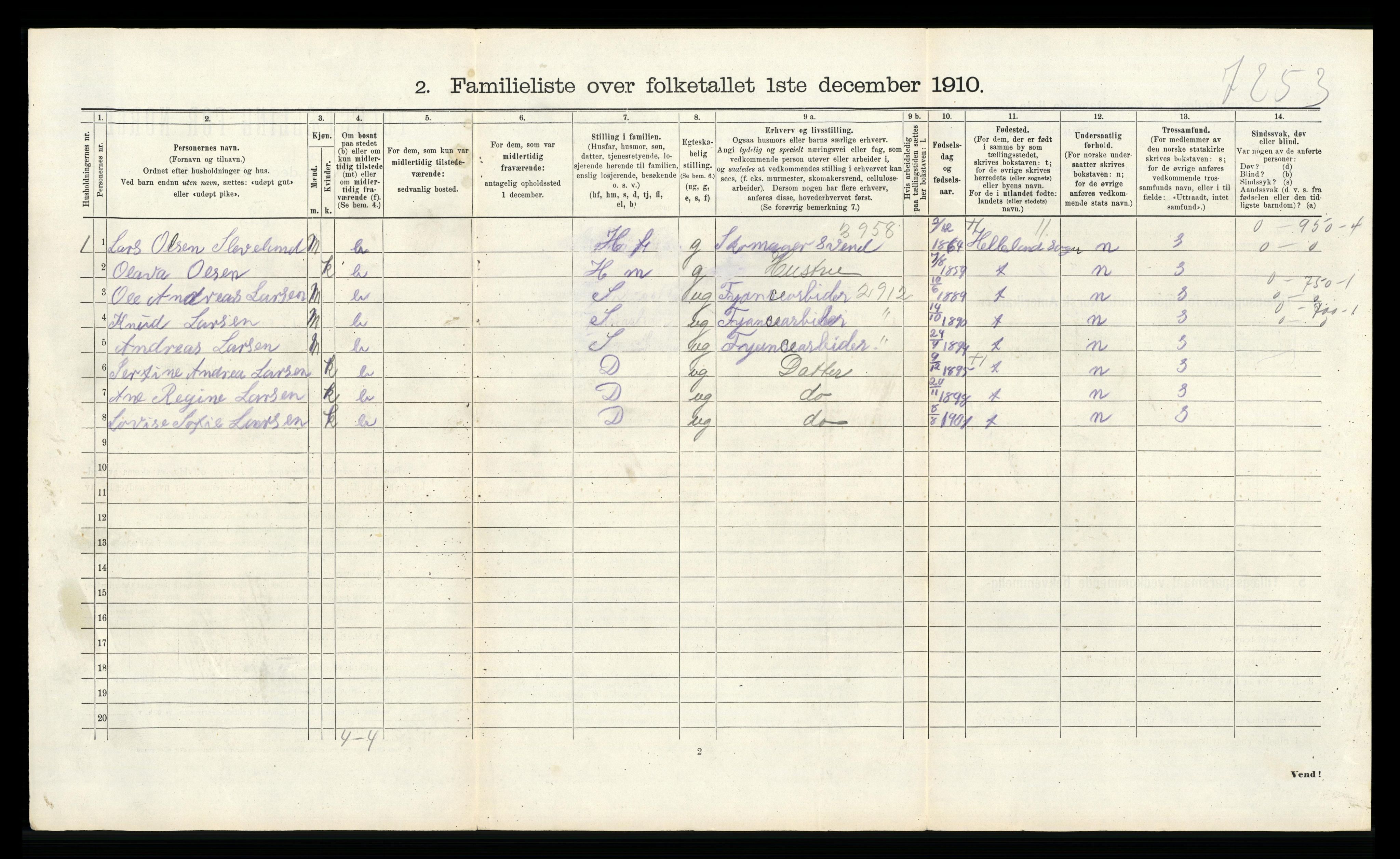 RA, 1910 census for Egersund, 1910, p. 1926