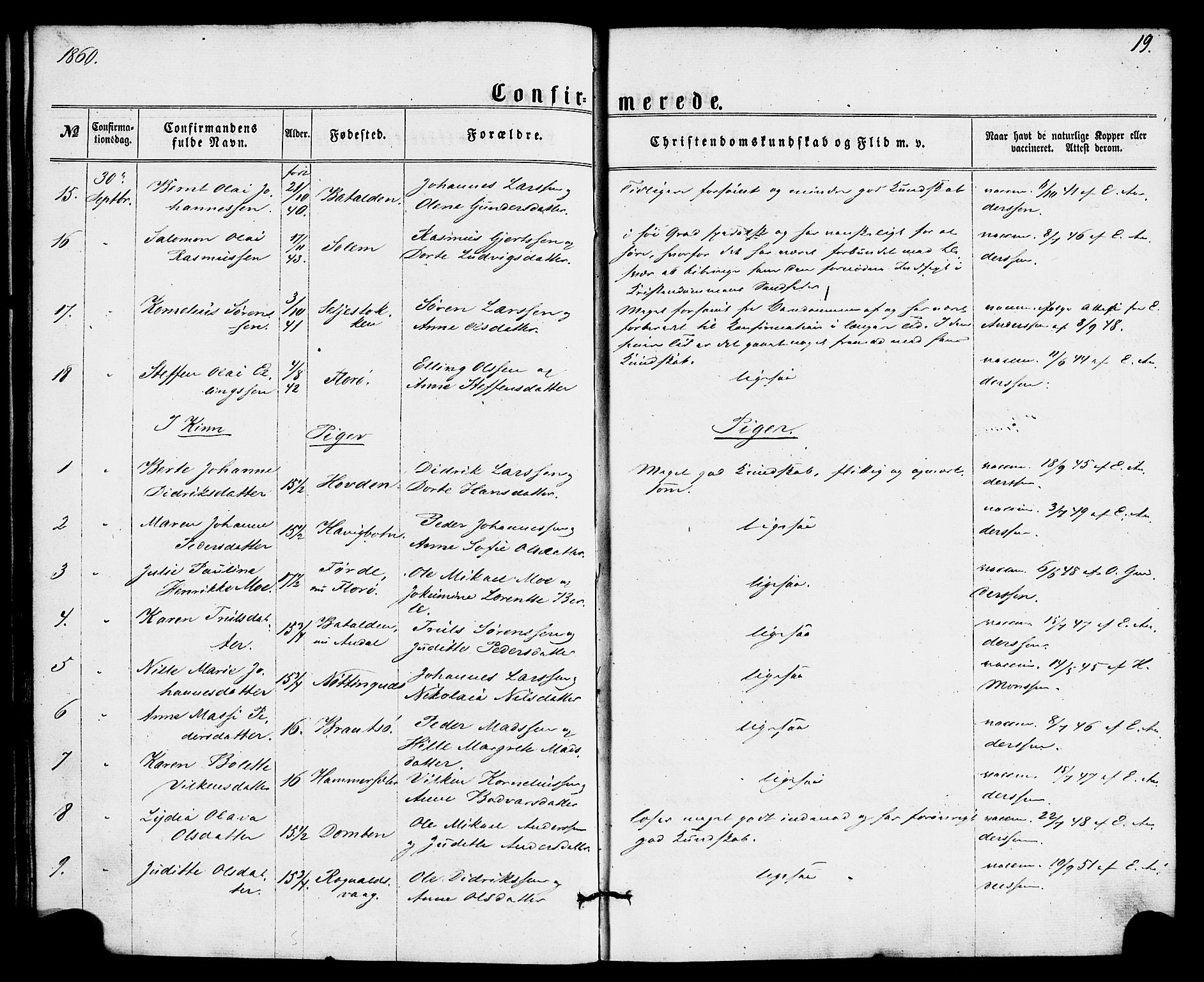 Kinn sokneprestembete, SAB/A-80801/H/Haa/Haaa/L0008: Parish register (official) no. A 8, 1859-1882, p. 19