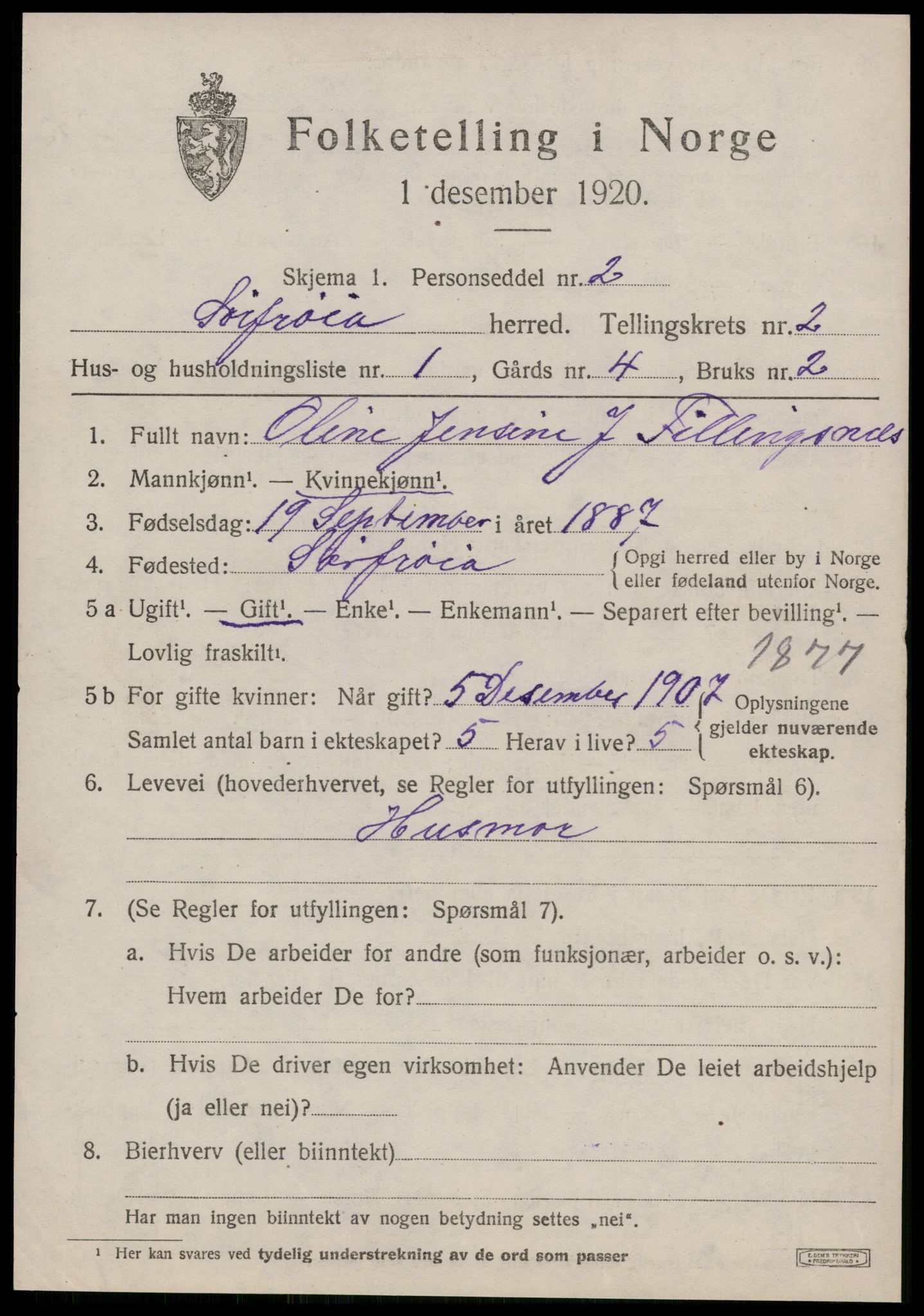 SAT, 1920 census for Sør-Frøya, 1920, p. 1915