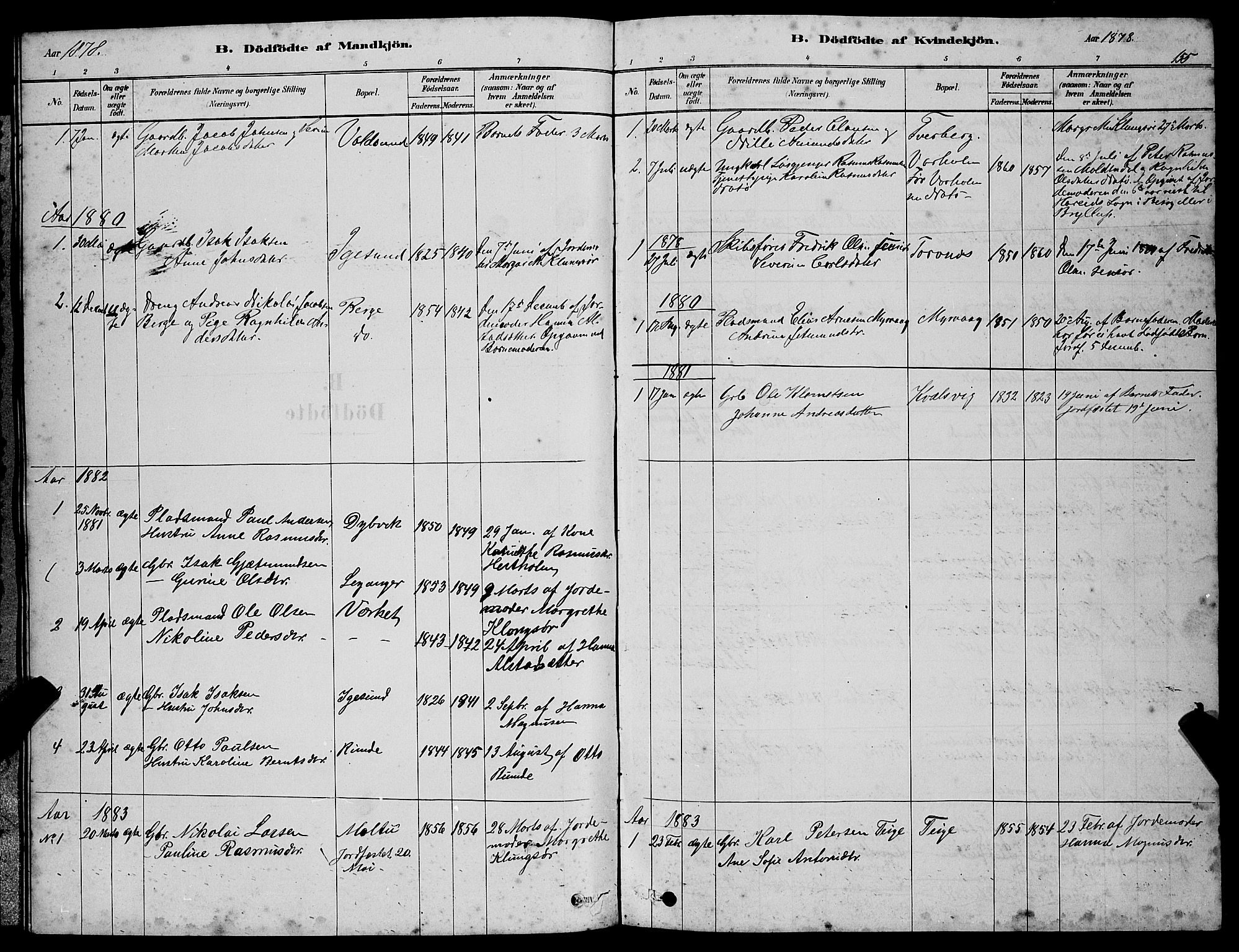 Ministerialprotokoller, klokkerbøker og fødselsregistre - Møre og Romsdal, AV/SAT-A-1454/507/L0081: Parish register (copy) no. 507C04, 1878-1898, p. 155