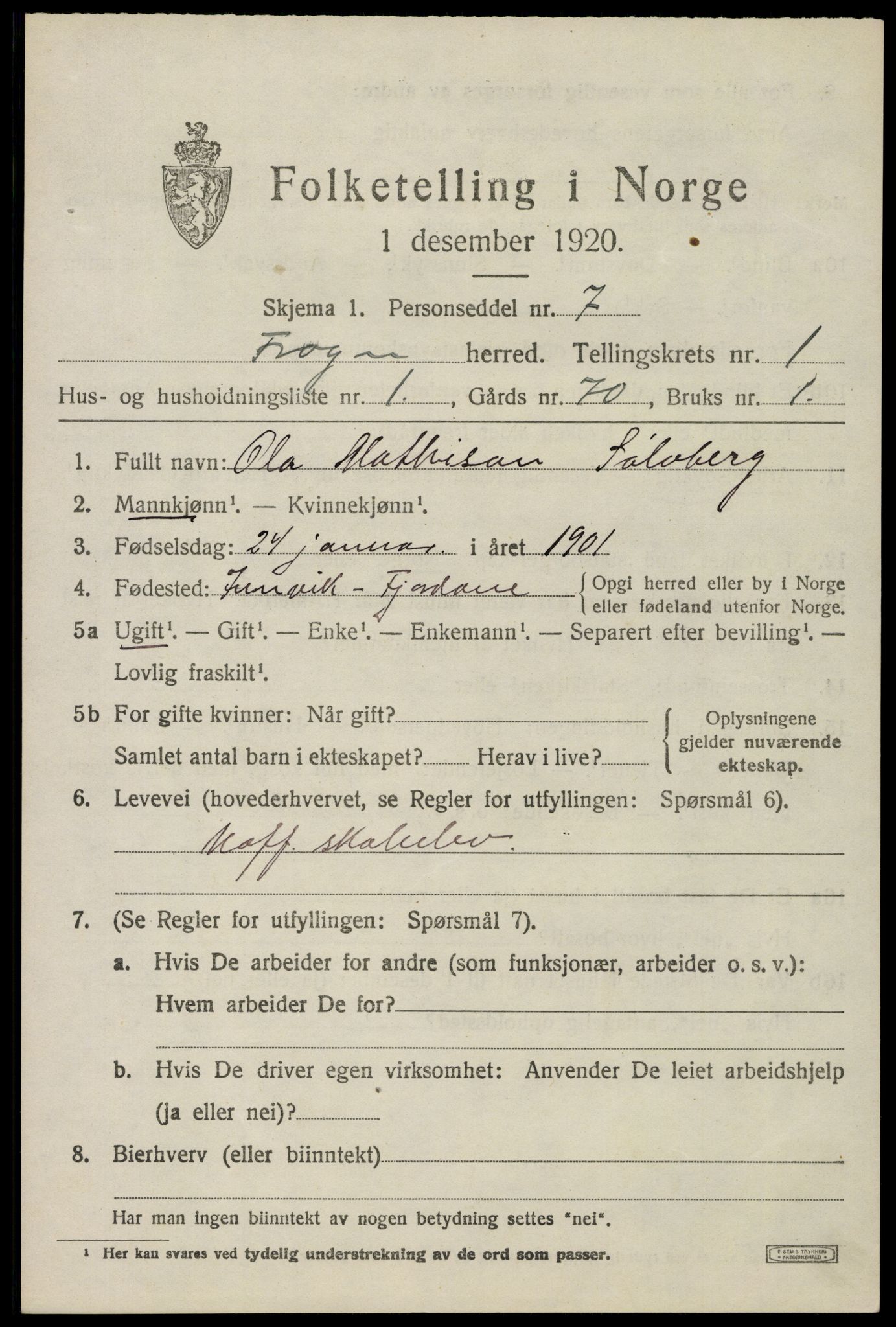 SAO, 1920 census for Frogn, 1920, p. 939