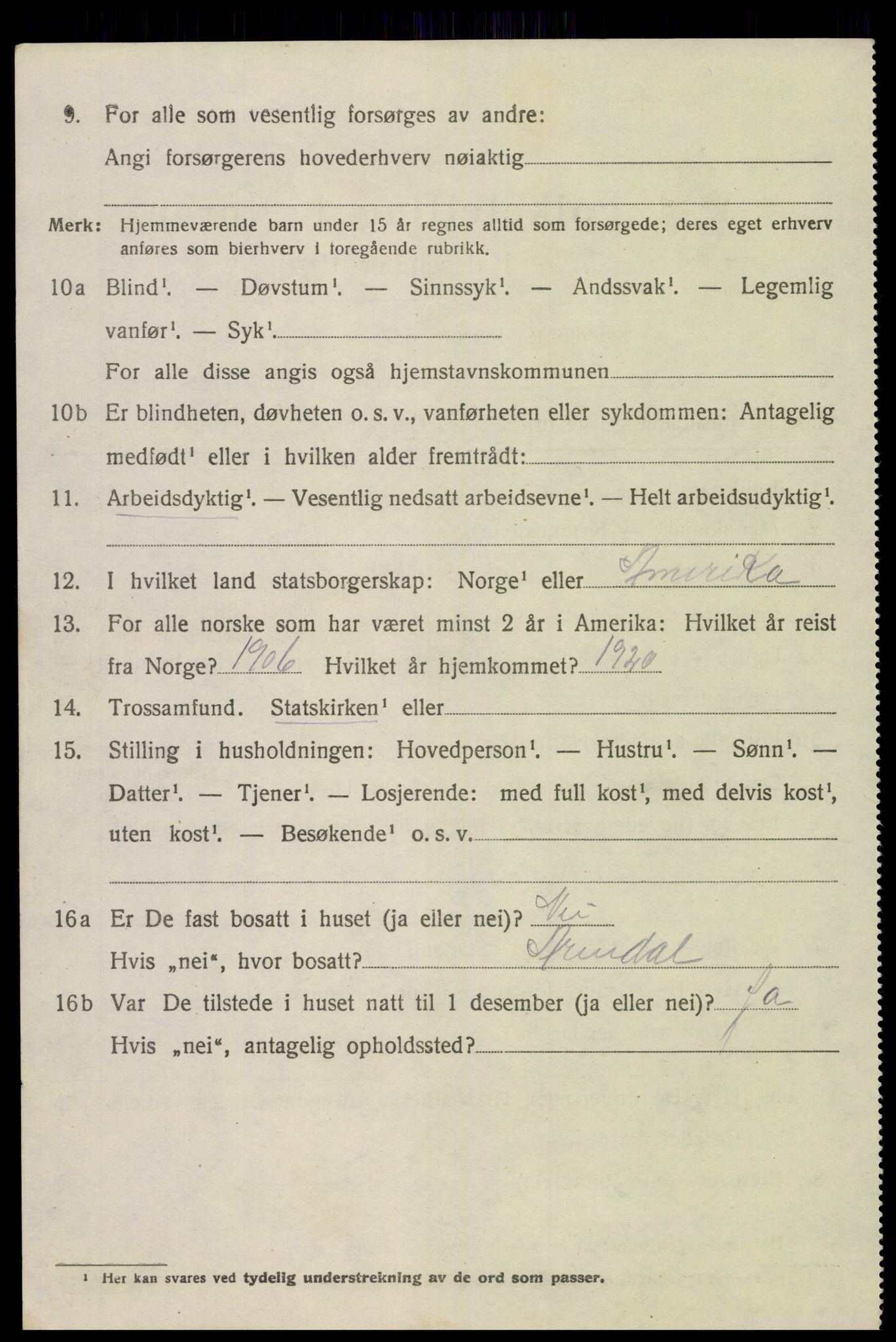 SAK, 1920 census for Øyestad, 1920, p. 10109