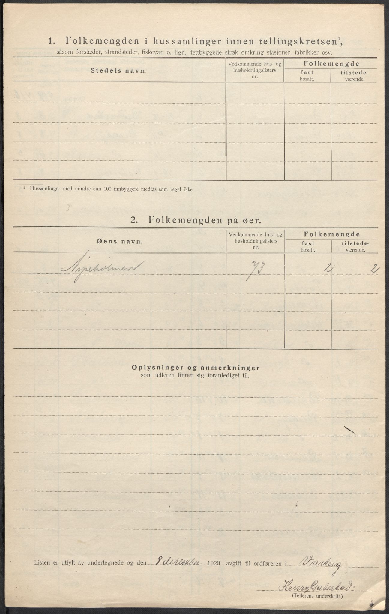 SAO, 1920 census for Varteig, 1920, p. 16