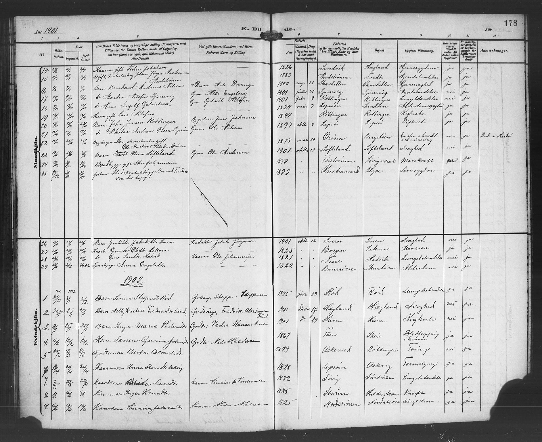 Os sokneprestembete, AV/SAB-A-99929: Parish register (copy) no. A 3, 1897-1913, p. 178