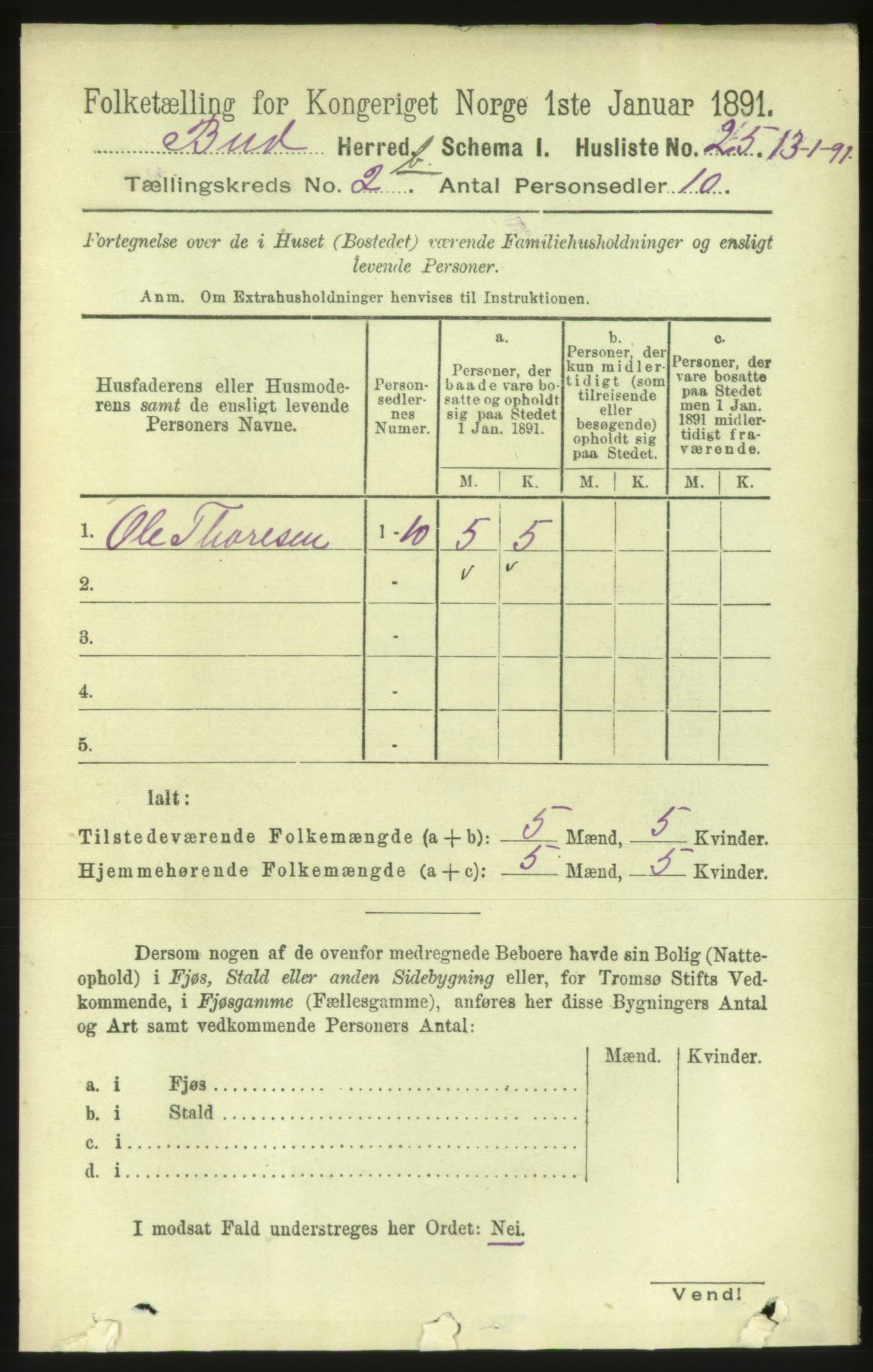 RA, 1891 census for 1549 Bud, 1891, p. 1221