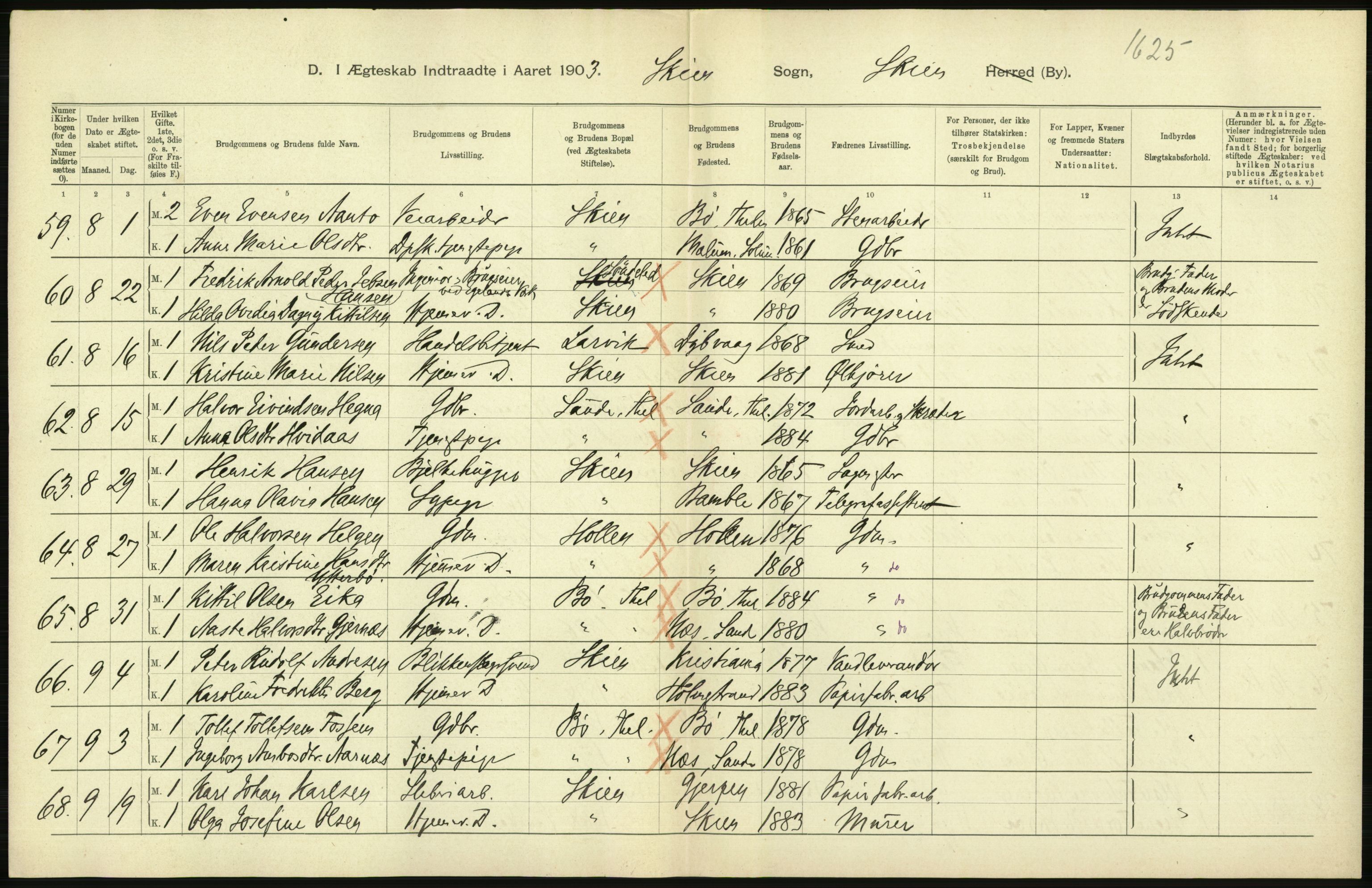 Statistisk sentralbyrå, Sosiodemografiske emner, Befolkning, AV/RA-S-2228/D/Df/Dfa/Dfaa/L0009: Bratsberg amt: Fødte, gifte, døde, 1903, p. 470