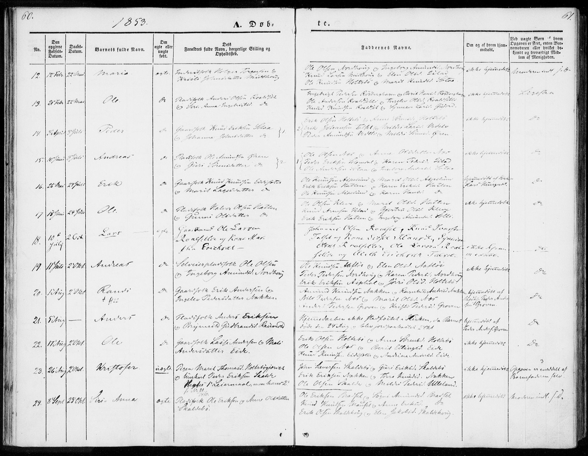 Ministerialprotokoller, klokkerbøker og fødselsregistre - Møre og Romsdal, SAT/A-1454/557/L0680: Parish register (official) no. 557A02, 1843-1869, p. 60-61
