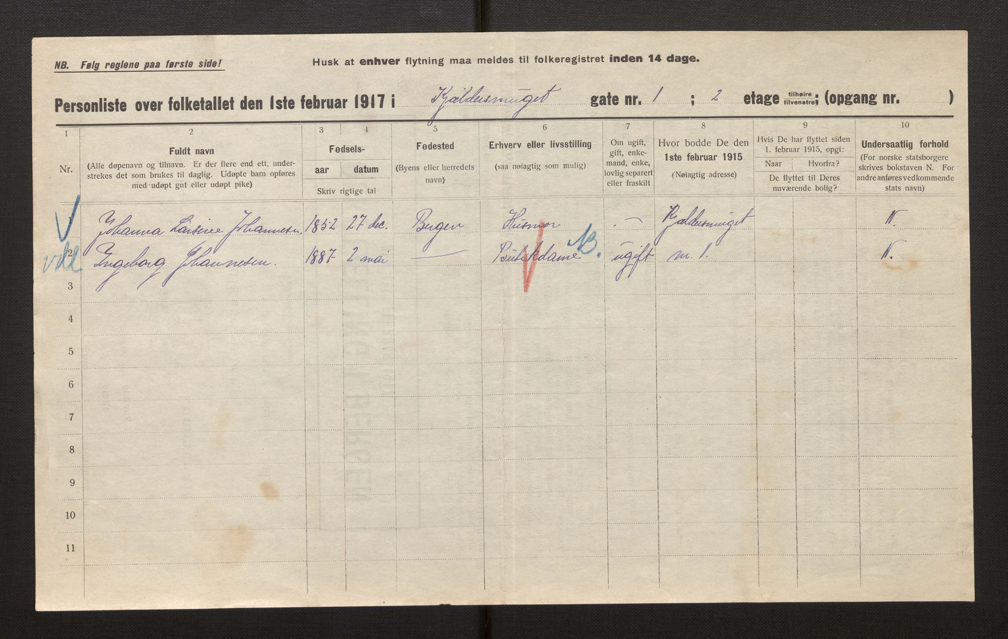 SAB, Municipal Census 1917 for Bergen, 1917, p. 17660