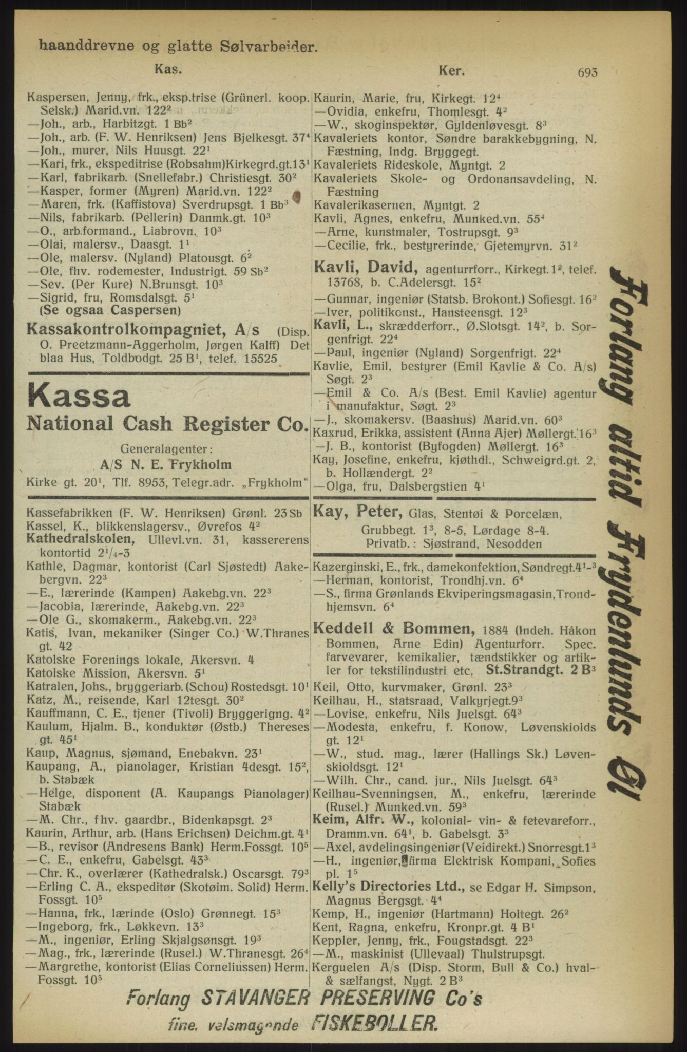 Kristiania/Oslo adressebok, PUBL/-, 1914, p. 693