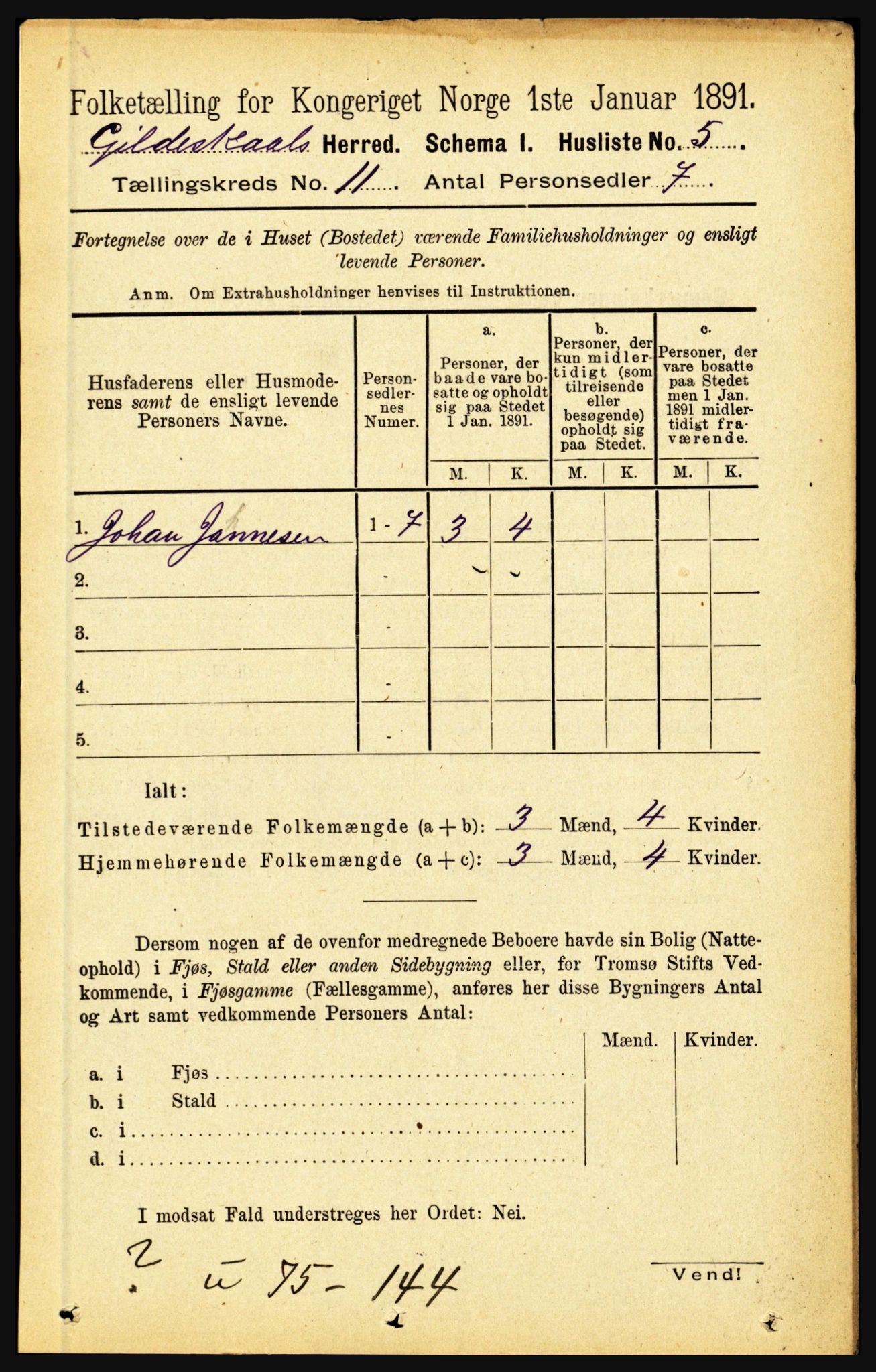 RA, 1891 census for 1838 Gildeskål, 1891, p. 3131