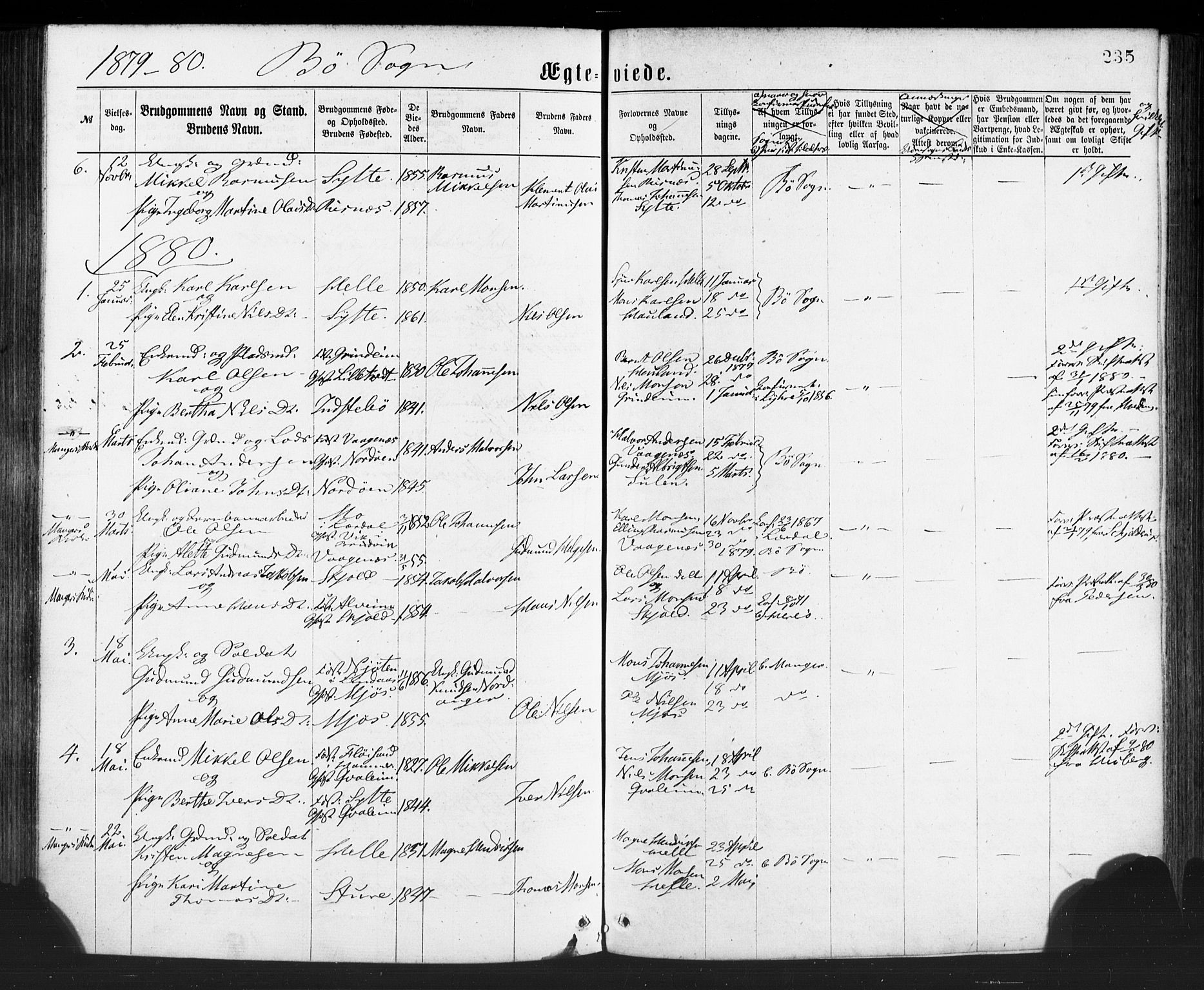 Manger sokneprestembete, SAB/A-76801/H/Haa: Parish register (official) no. A 8, 1871-1880, p. 235