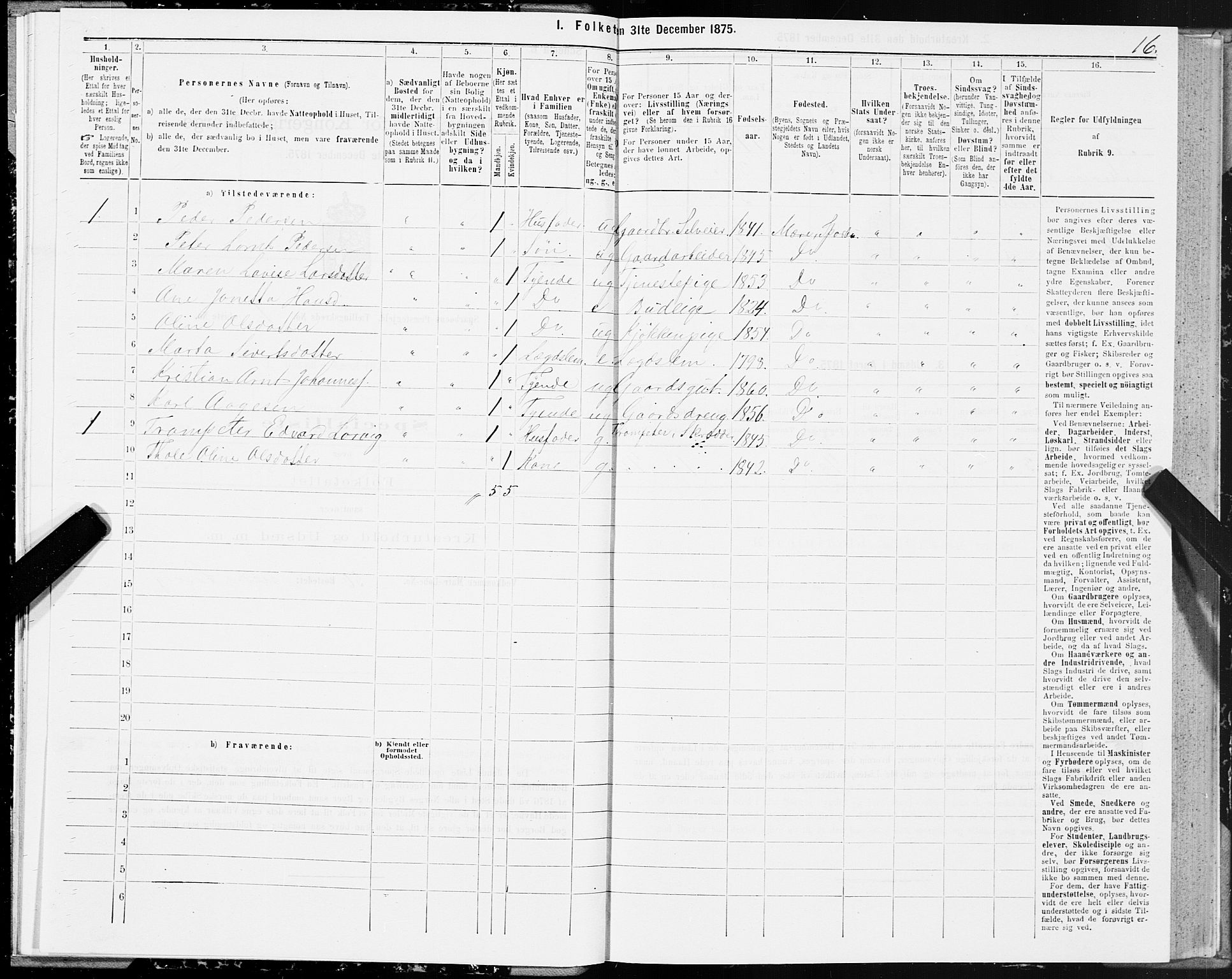 SAT, 1875 census for 1731P Sparbu, 1875, p. 1016