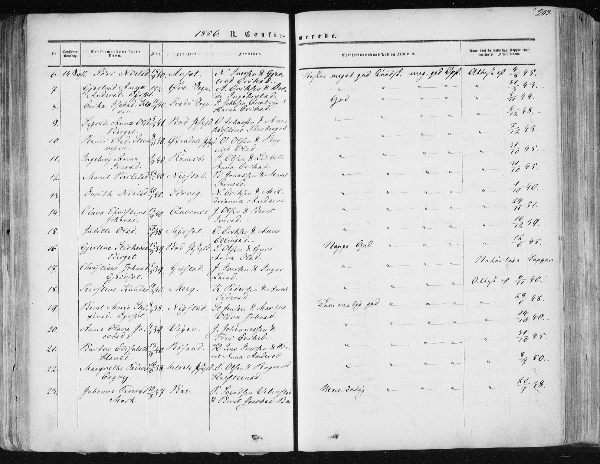 Ministerialprotokoller, klokkerbøker og fødselsregistre - Møre og Romsdal, AV/SAT-A-1454/568/L0804: Parish register (official) no. 568A11, 1854-1868, p. 203