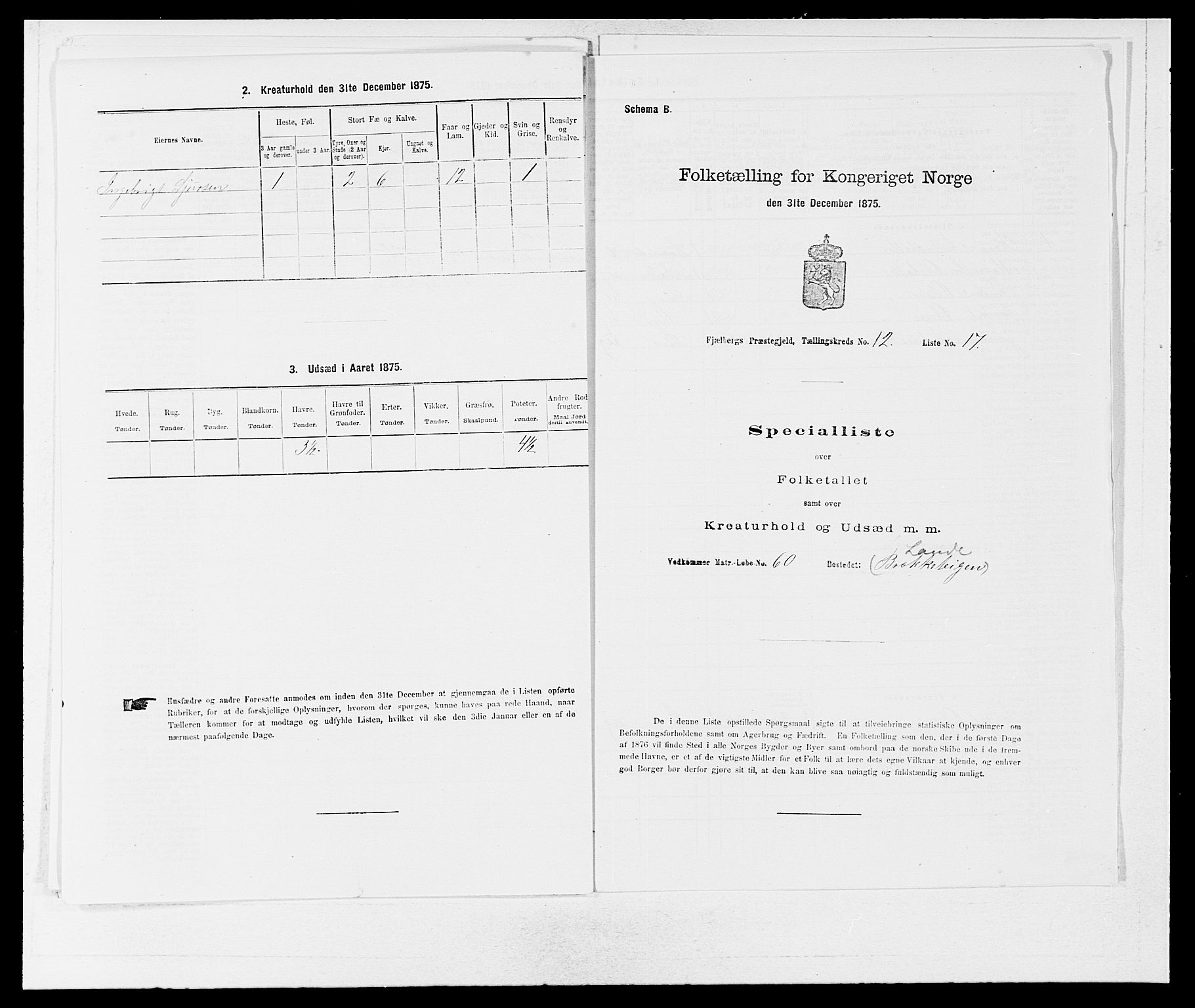 SAB, 1875 census for 1213P Fjelberg, 1875, p. 1210