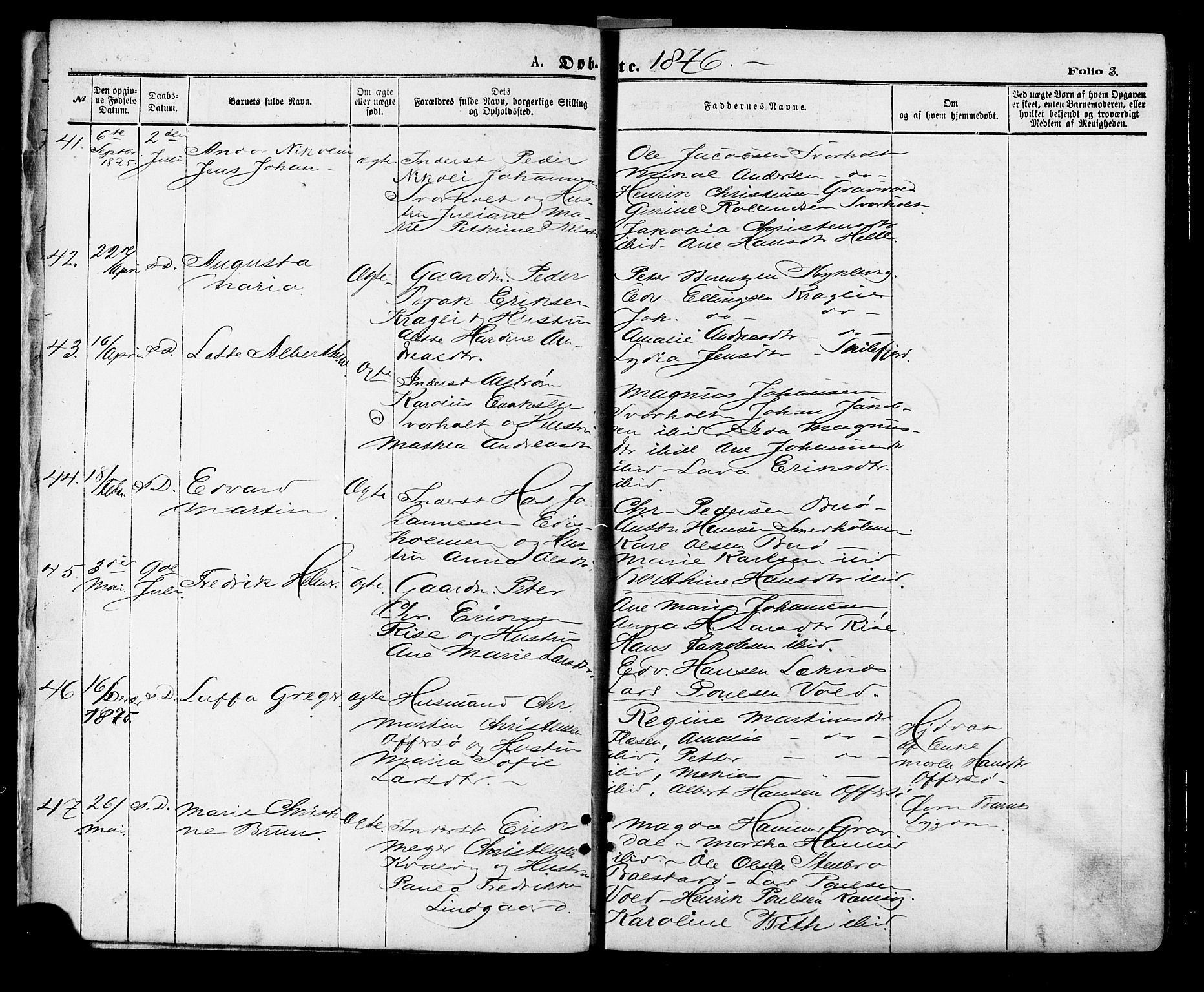 Ministerialprotokoller, klokkerbøker og fødselsregistre - Nordland, AV/SAT-A-1459/881/L1166: Parish register (copy) no. 881C03, 1876-1885, p. 3