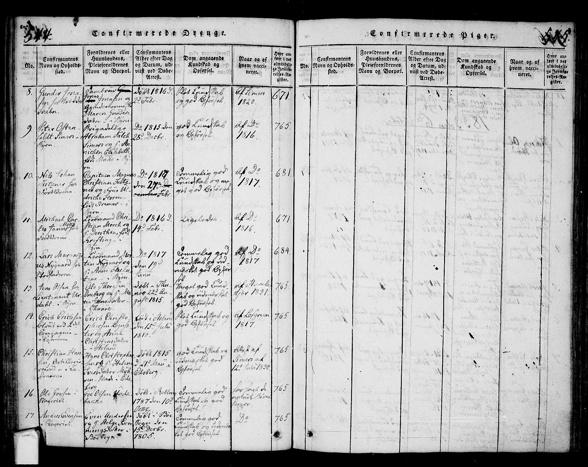 Fredrikstad prestekontor Kirkebøker, SAO/A-11082/F/Fa/L0004: Parish register (official) no. 4, 1816-1834, p. 544-545