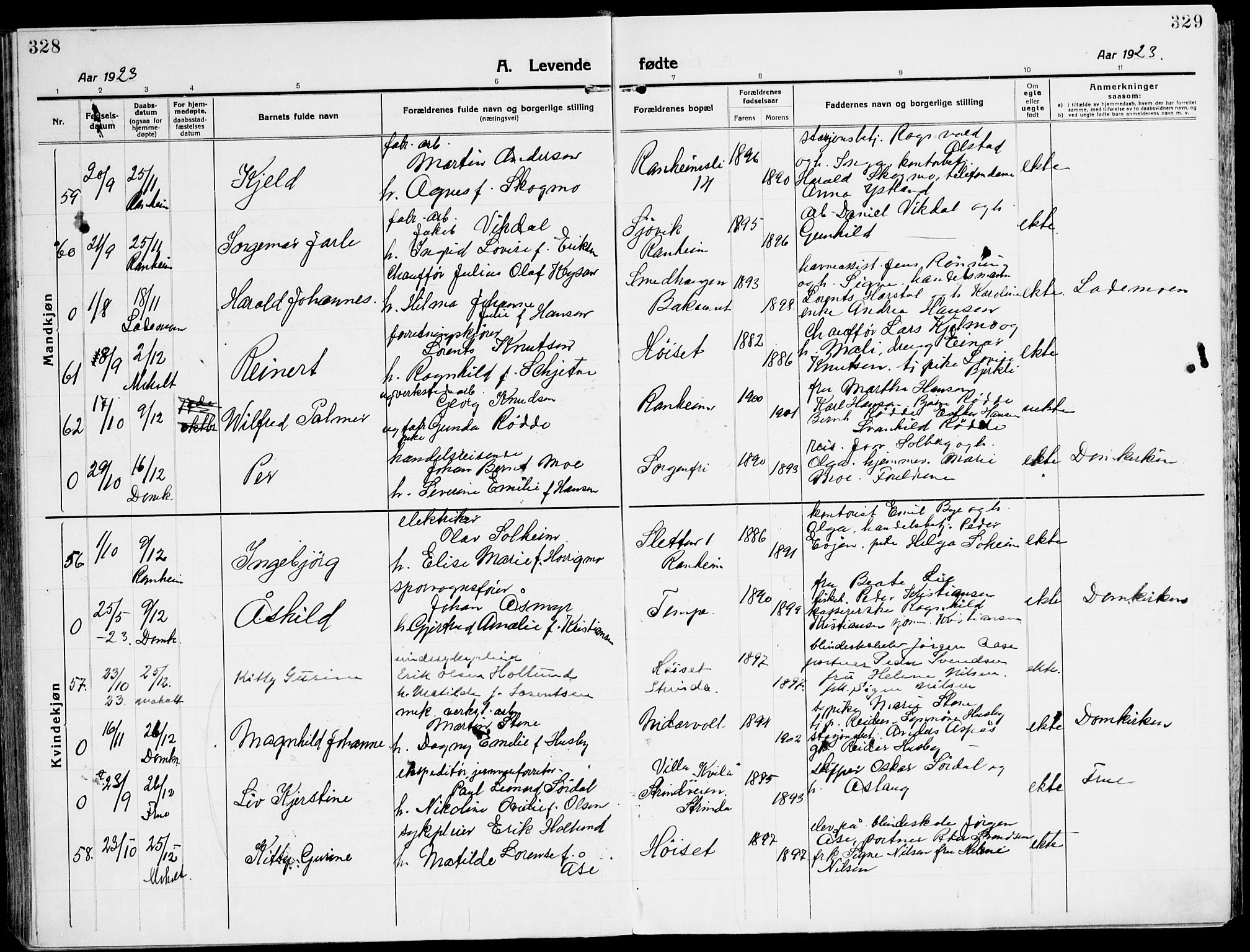 Ministerialprotokoller, klokkerbøker og fødselsregistre - Sør-Trøndelag, AV/SAT-A-1456/607/L0321: Parish register (official) no. 607A05, 1916-1935, p. 328-329