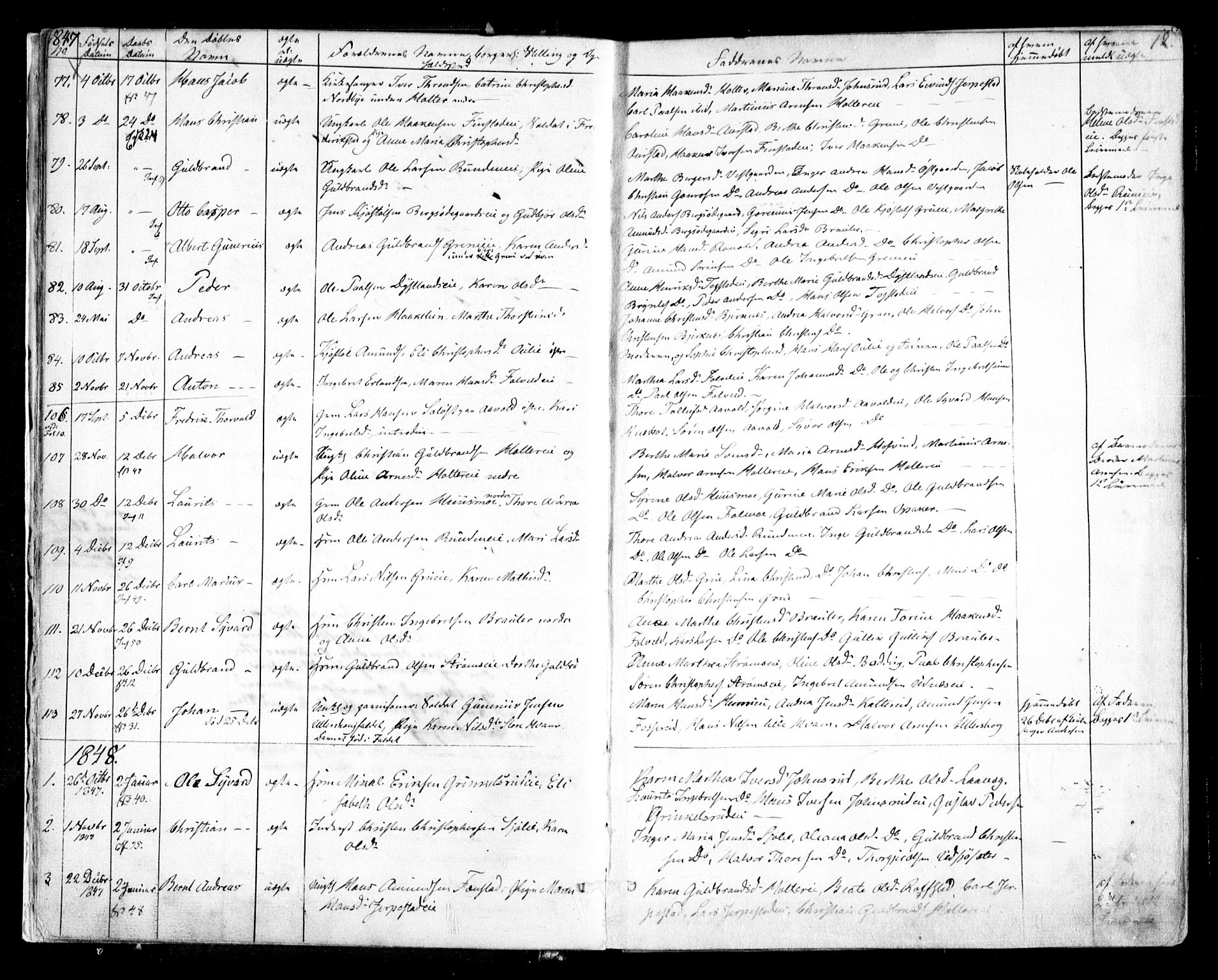 Nes prestekontor Kirkebøker, SAO/A-10410/F/Fa/L0007: Parish register (official) no. I 7, 1846-1858, p. 12