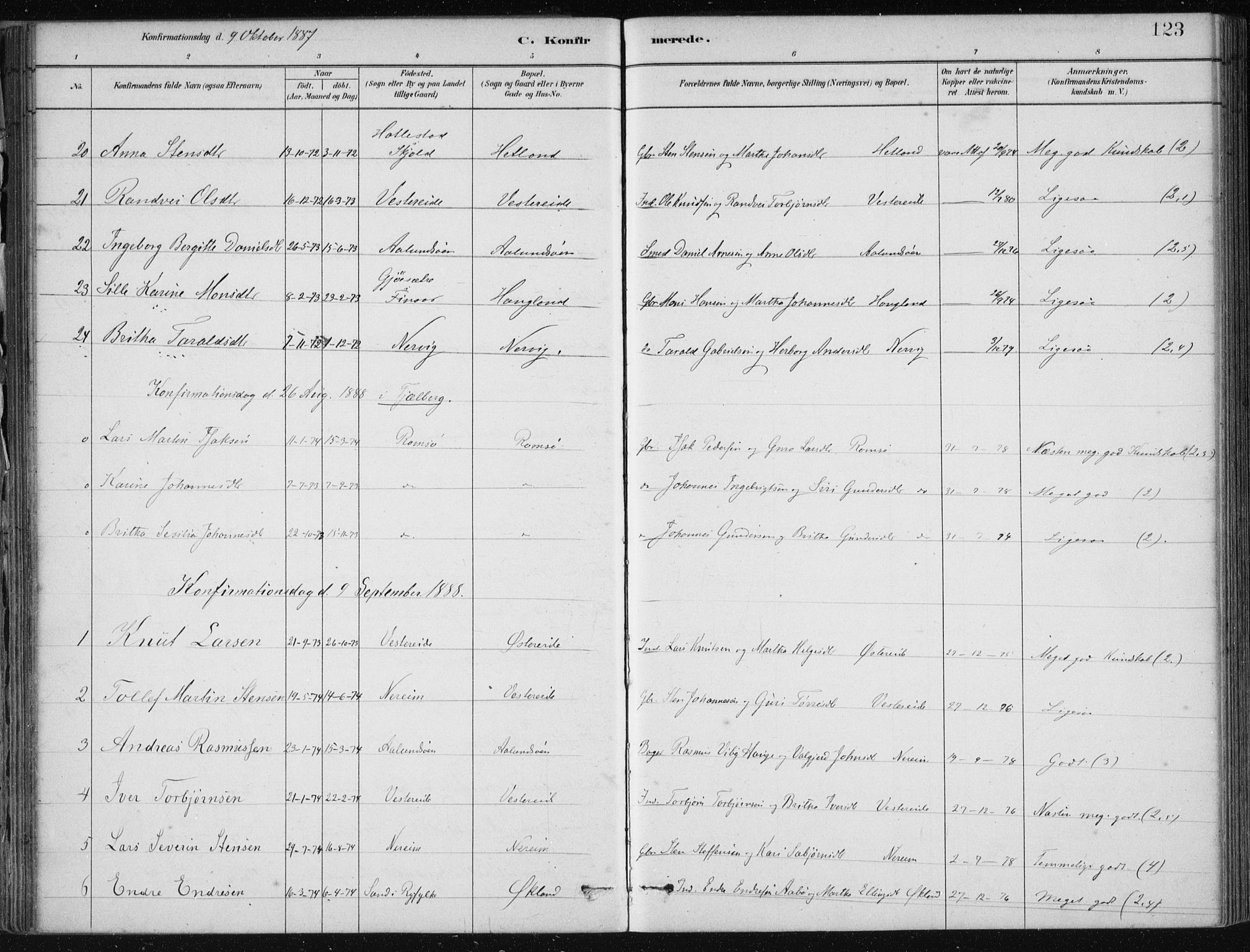 Fjelberg sokneprestembete, AV/SAB-A-75201/H/Haa: Parish register (official) no. D 1, 1879-1918, p. 123