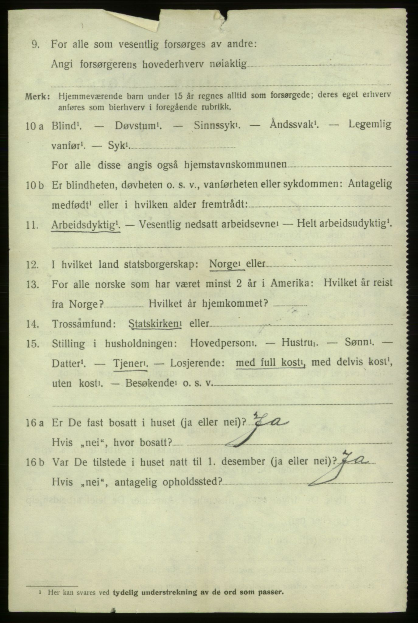 SAB, 1920 census for Ølen, 1920, p. 1554