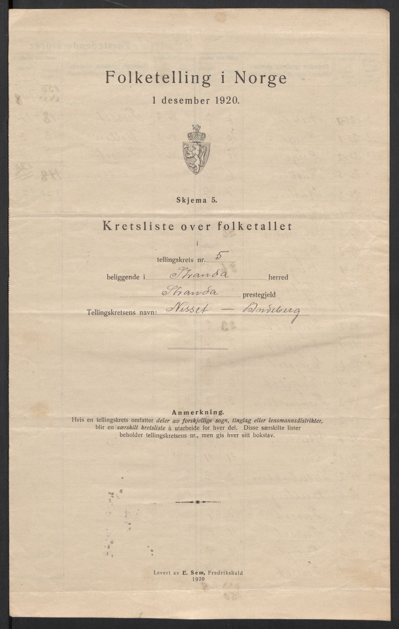 SAT, 1920 census for Stranda, 1920, p. 17