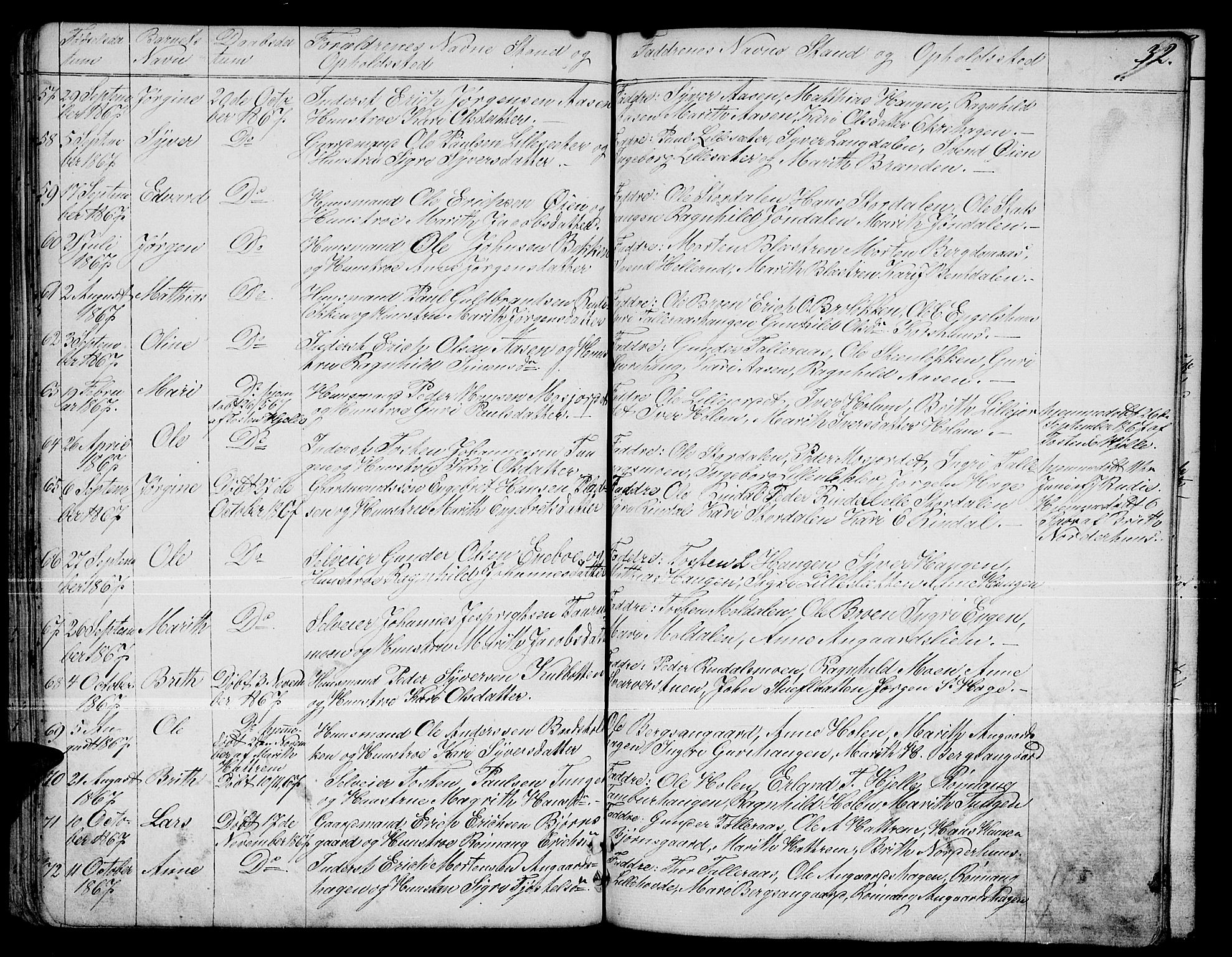 Dovre prestekontor, SAH/PREST-066/H/Ha/Hab/L0001: Parish register (copy) no. 1, 1862-1880, p. 32