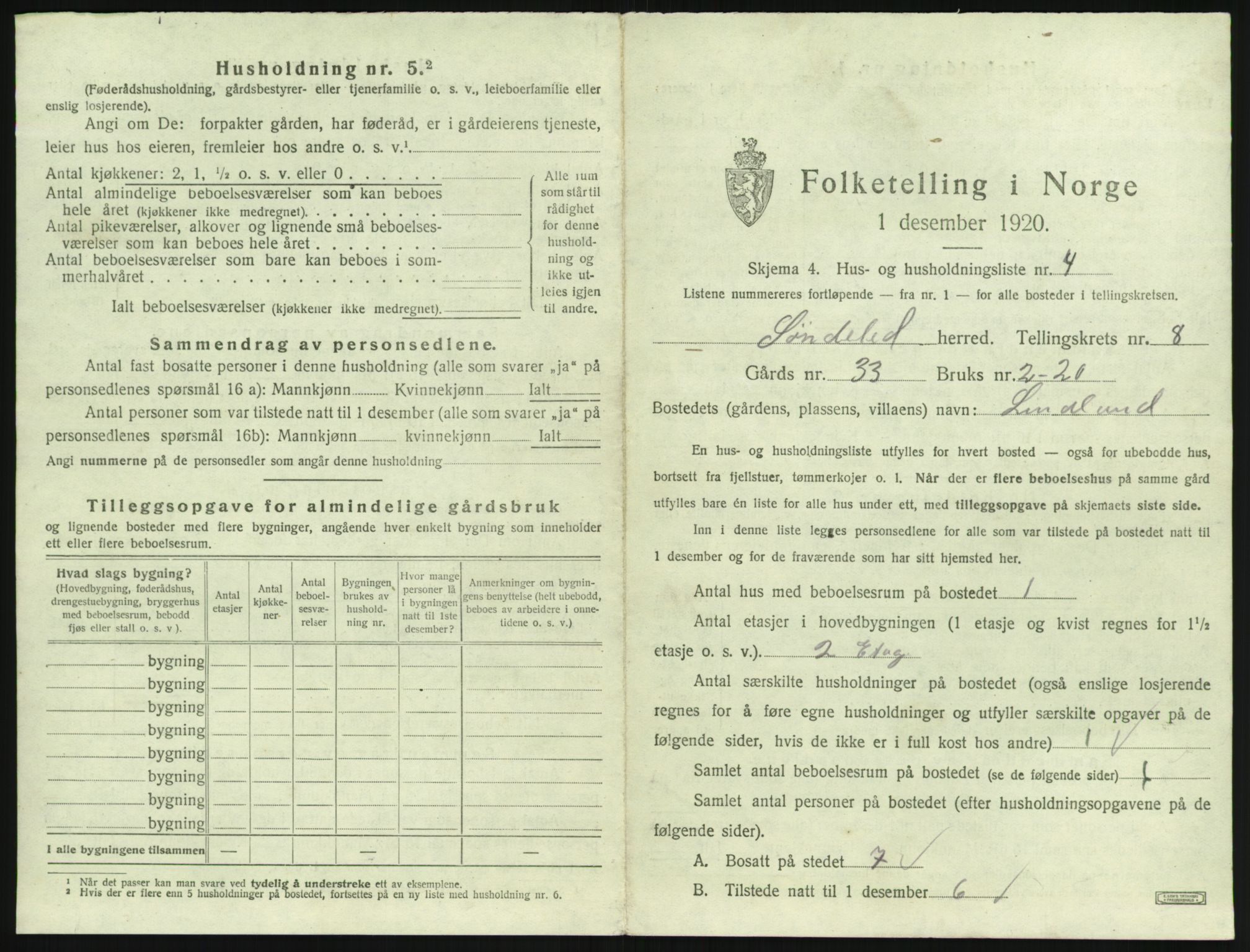 SAK, 1920 census for Søndeled, 1920, p. 709