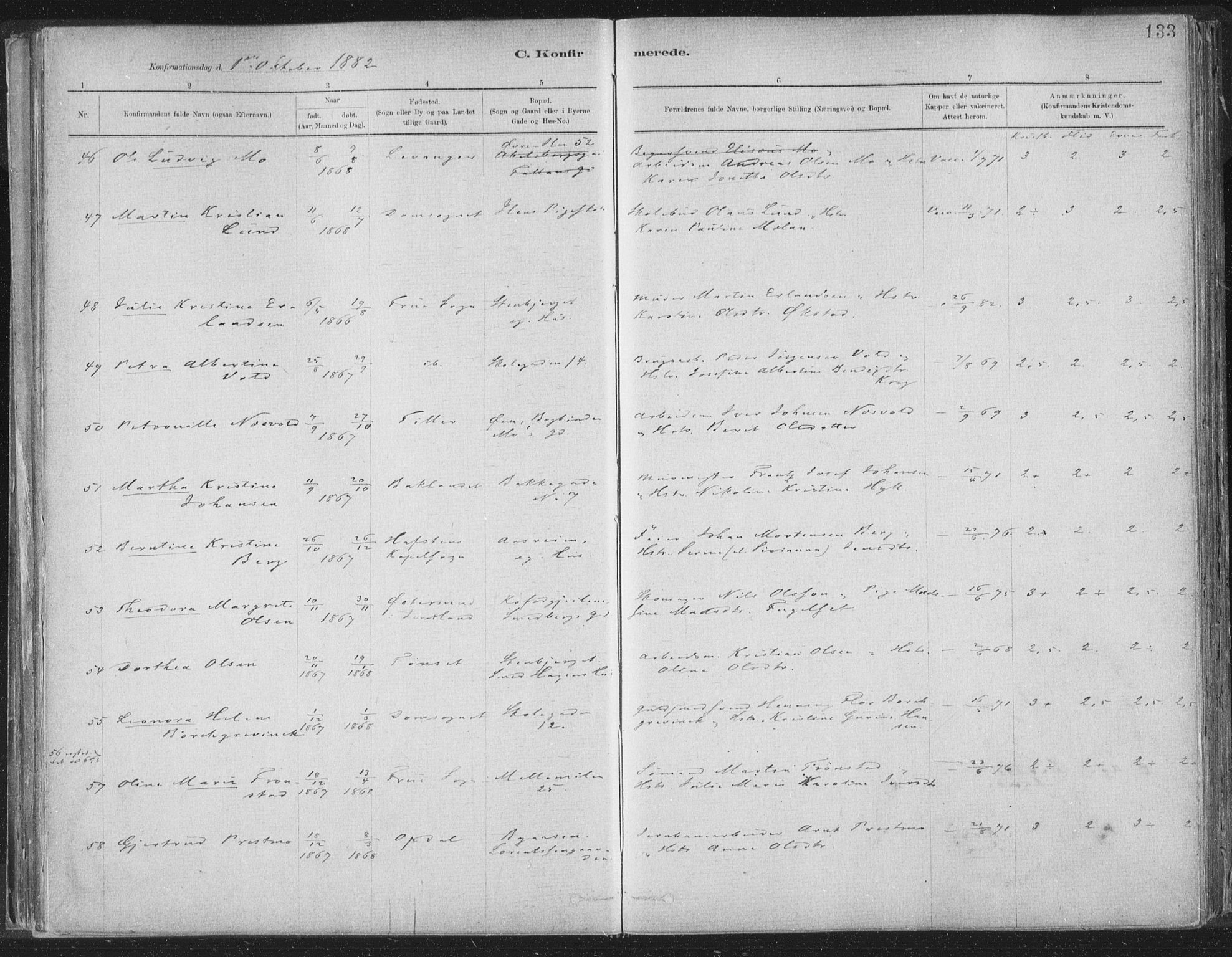 Ministerialprotokoller, klokkerbøker og fødselsregistre - Sør-Trøndelag, SAT/A-1456/603/L0162: Parish register (official) no. 603A01, 1879-1895, p. 133