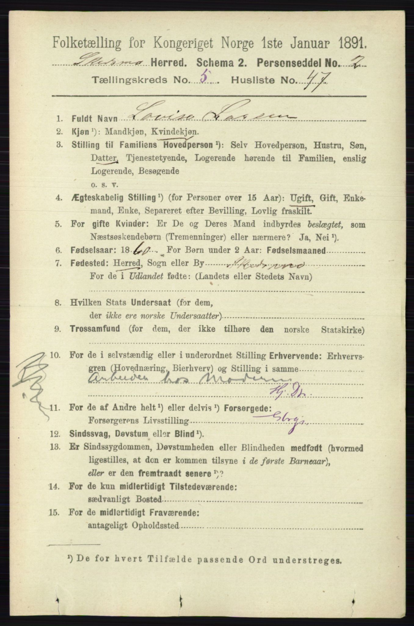 RA, 1891 census for 0231 Skedsmo, 1891, p. 2654