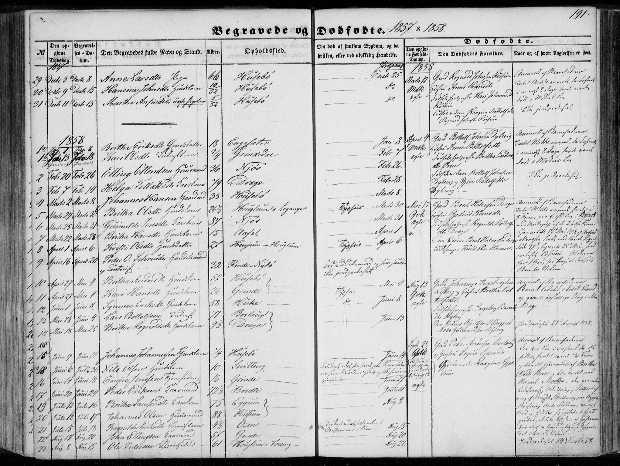 Leikanger sokneprestembete, SAB/A-81001: Parish register (official) no. A 8, 1852-1868, p. 191