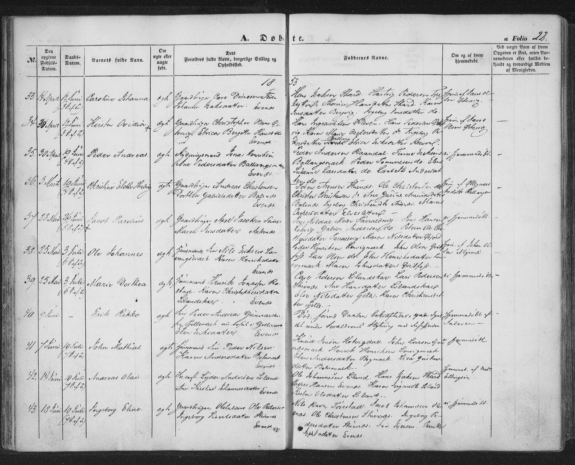 Ministerialprotokoller, klokkerbøker og fødselsregistre - Nordland, AV/SAT-A-1459/863/L0895: Parish register (official) no. 863A07, 1851-1860, p. 22