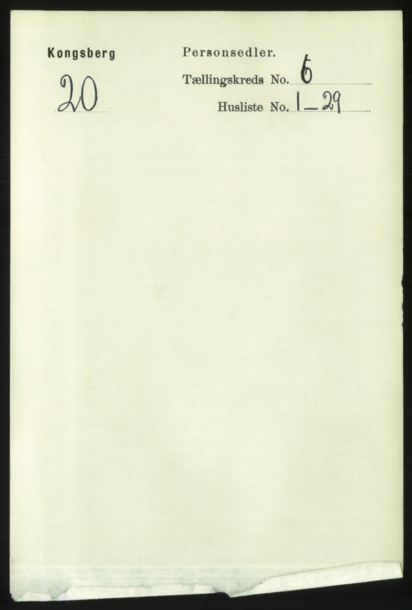 RA, 1891 census for 0604 Kongsberg, 1891, p. 4843