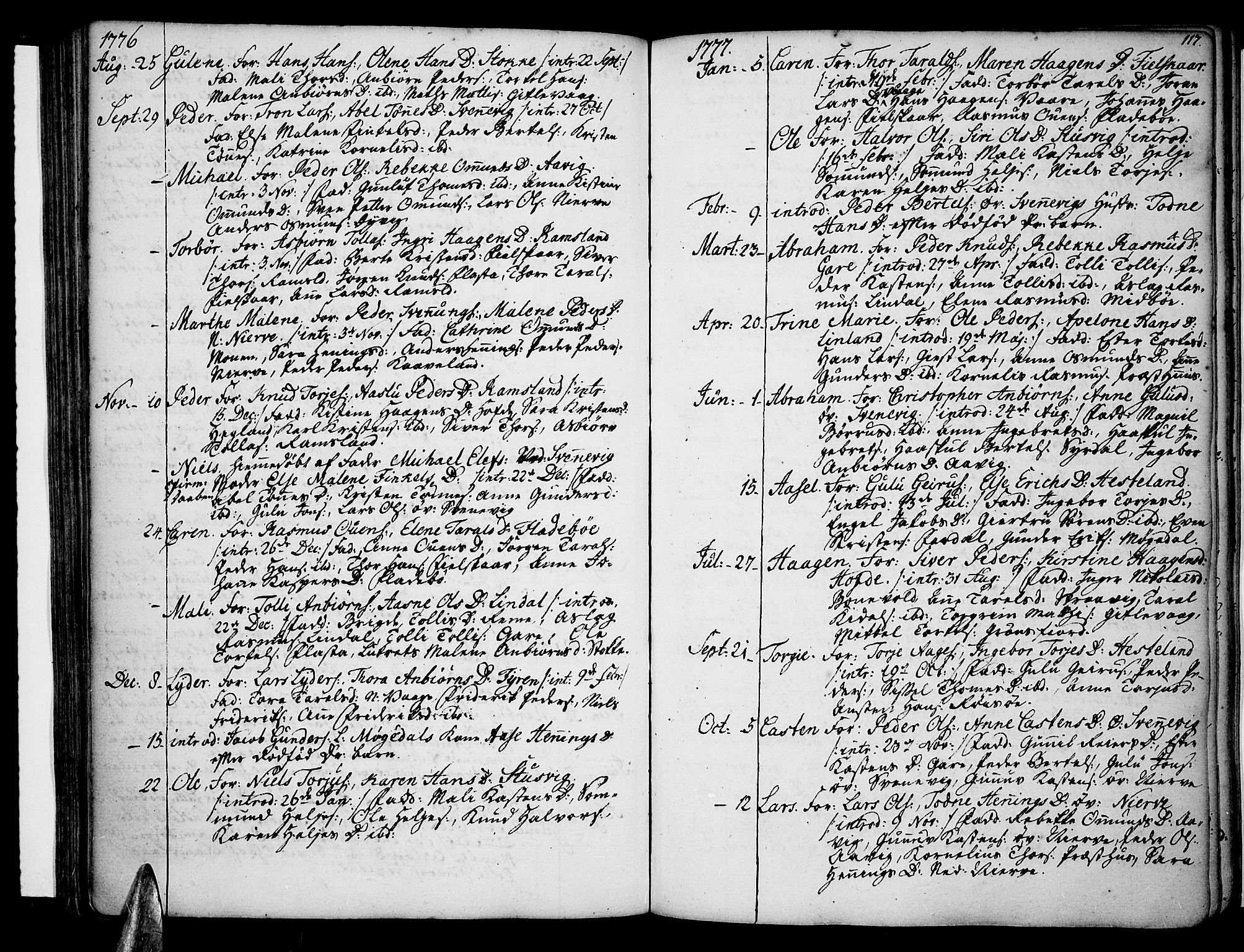 Sør-Audnedal sokneprestkontor, SAK/1111-0039/F/Fa/Fab/L0002: Parish register (official) no. A 2 /2, 1770-1804, p. 117