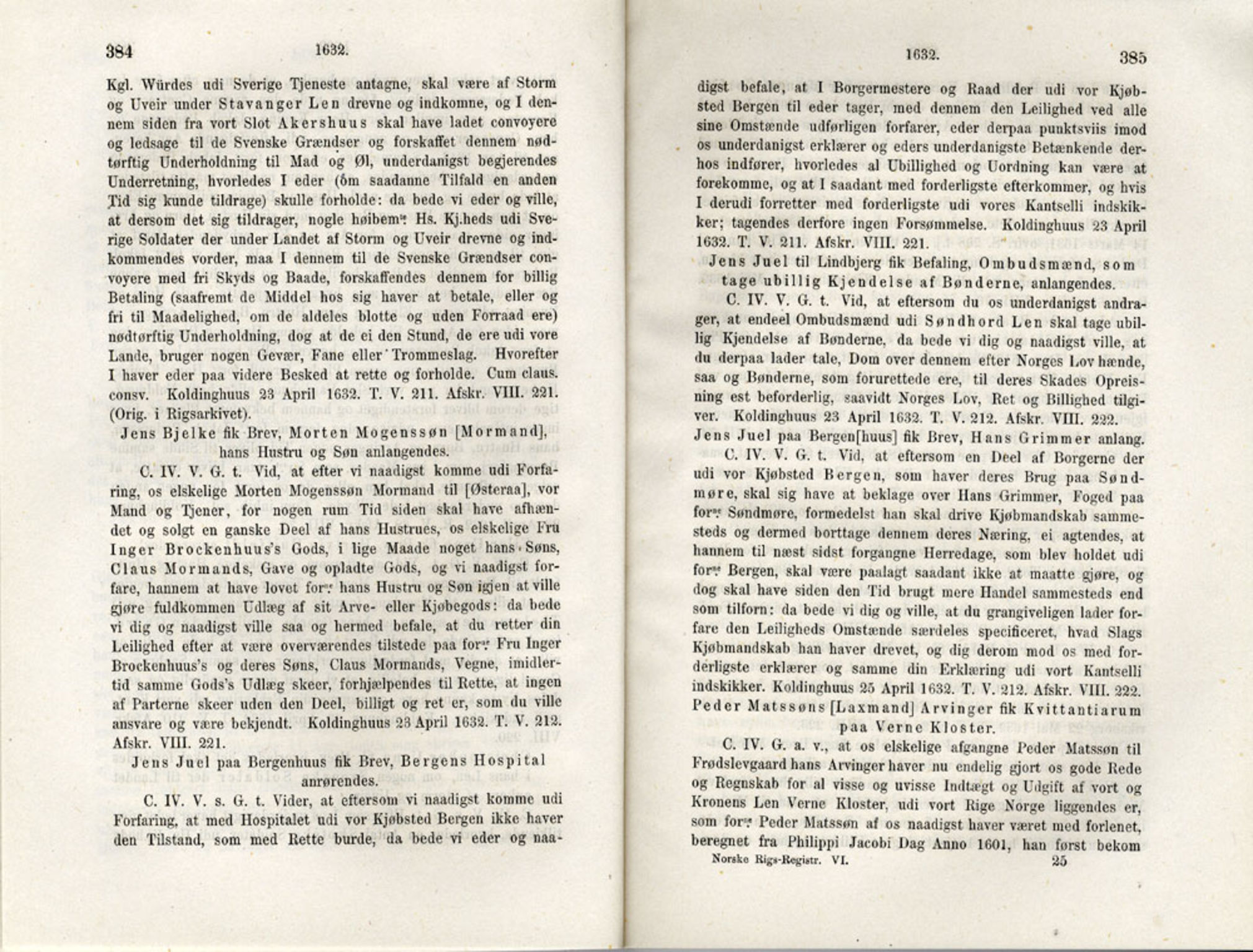 Publikasjoner utgitt av Det Norske Historiske Kildeskriftfond, PUBL/-/-/-: Norske Rigs-Registranter, bind 6, 1628-1634, p. 384-385