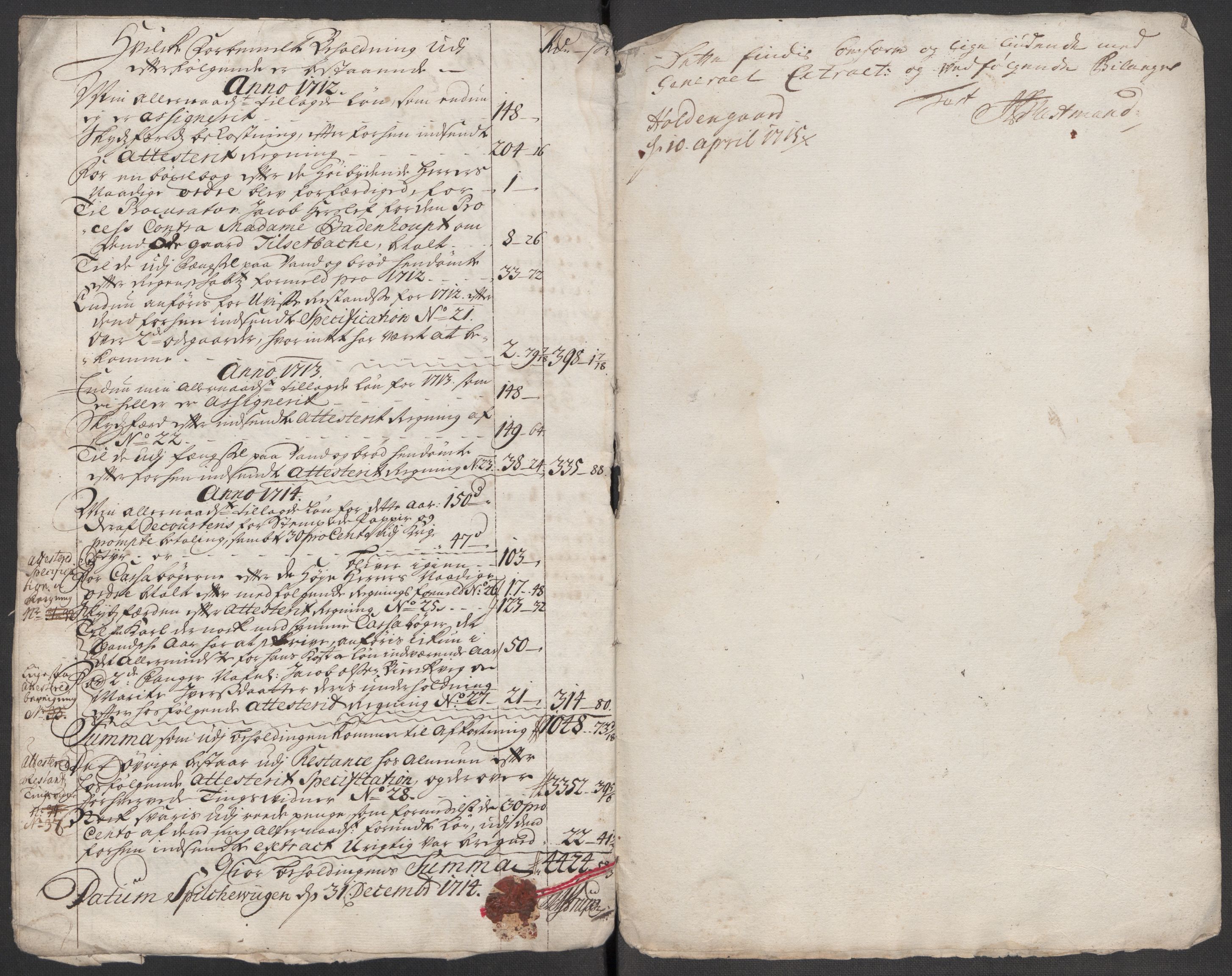 Rentekammeret inntil 1814, Reviderte regnskaper, Fogderegnskap, RA/EA-4092/R54/L3566: Fogderegnskap Sunnmøre, 1714, p. 10