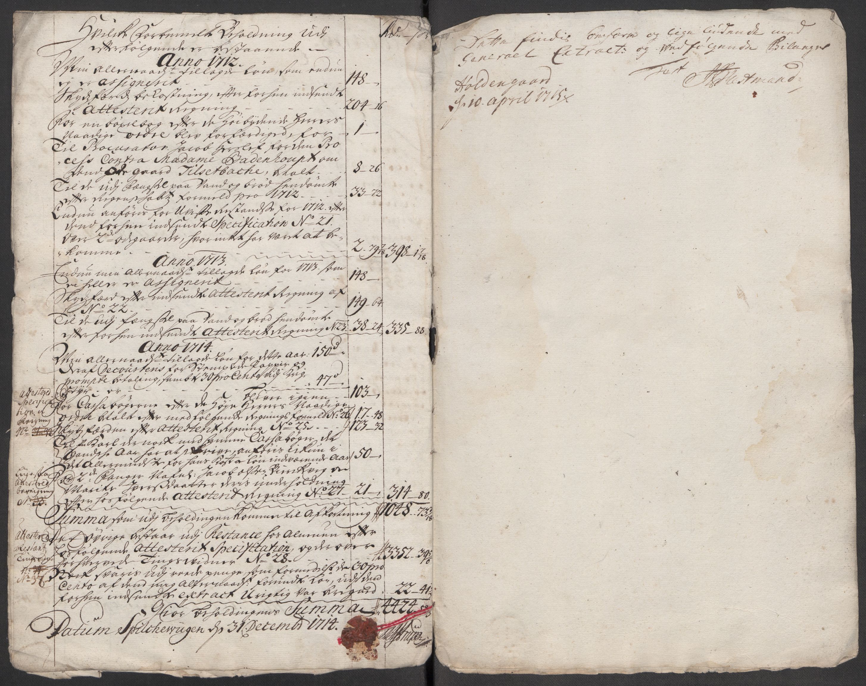 Rentekammeret inntil 1814, Reviderte regnskaper, Fogderegnskap, AV/RA-EA-4092/R54/L3566: Fogderegnskap Sunnmøre, 1714, p. 10