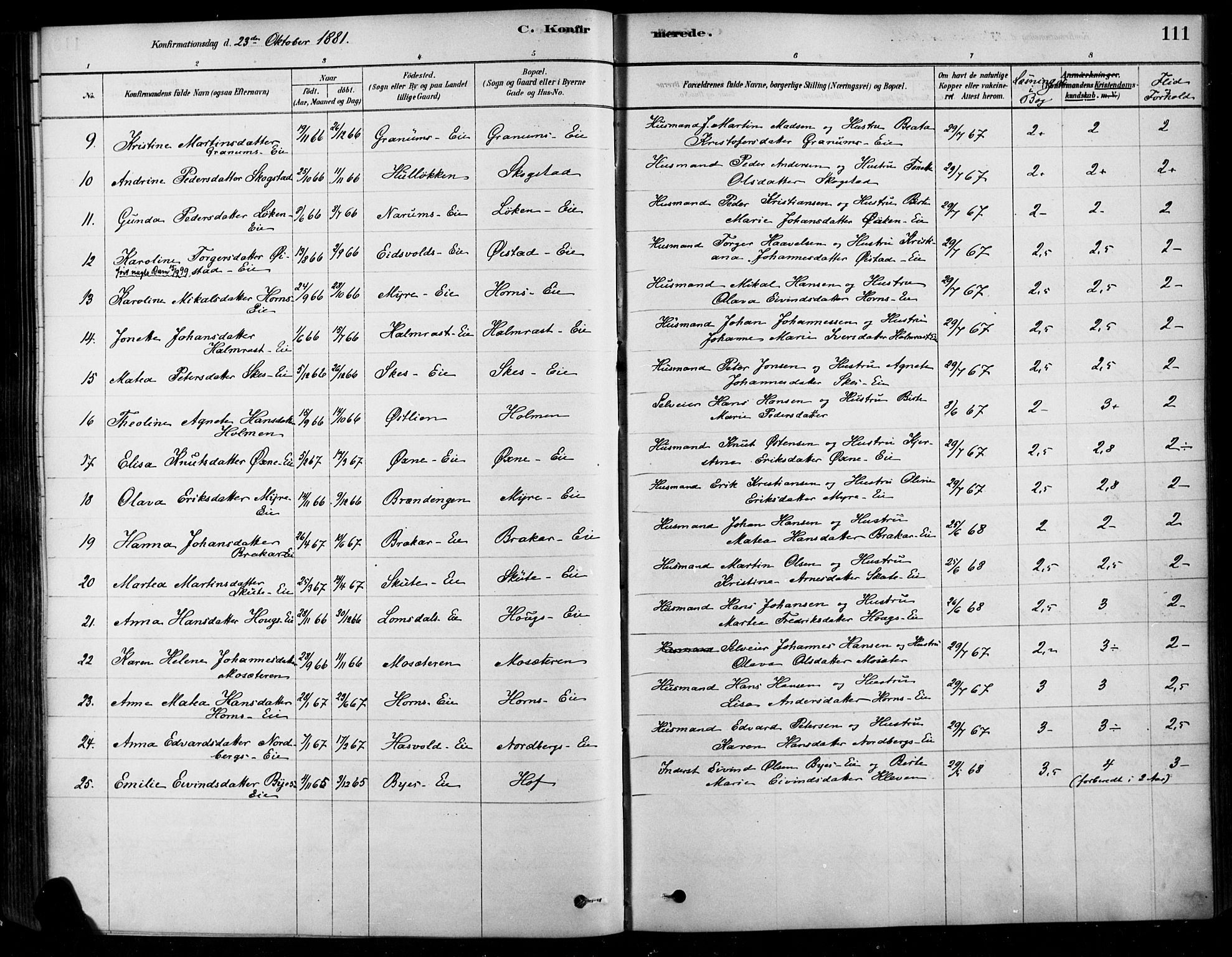 Søndre Land prestekontor, SAH/PREST-122/K/L0003: Parish register (official) no. 3, 1878-1894, p. 111