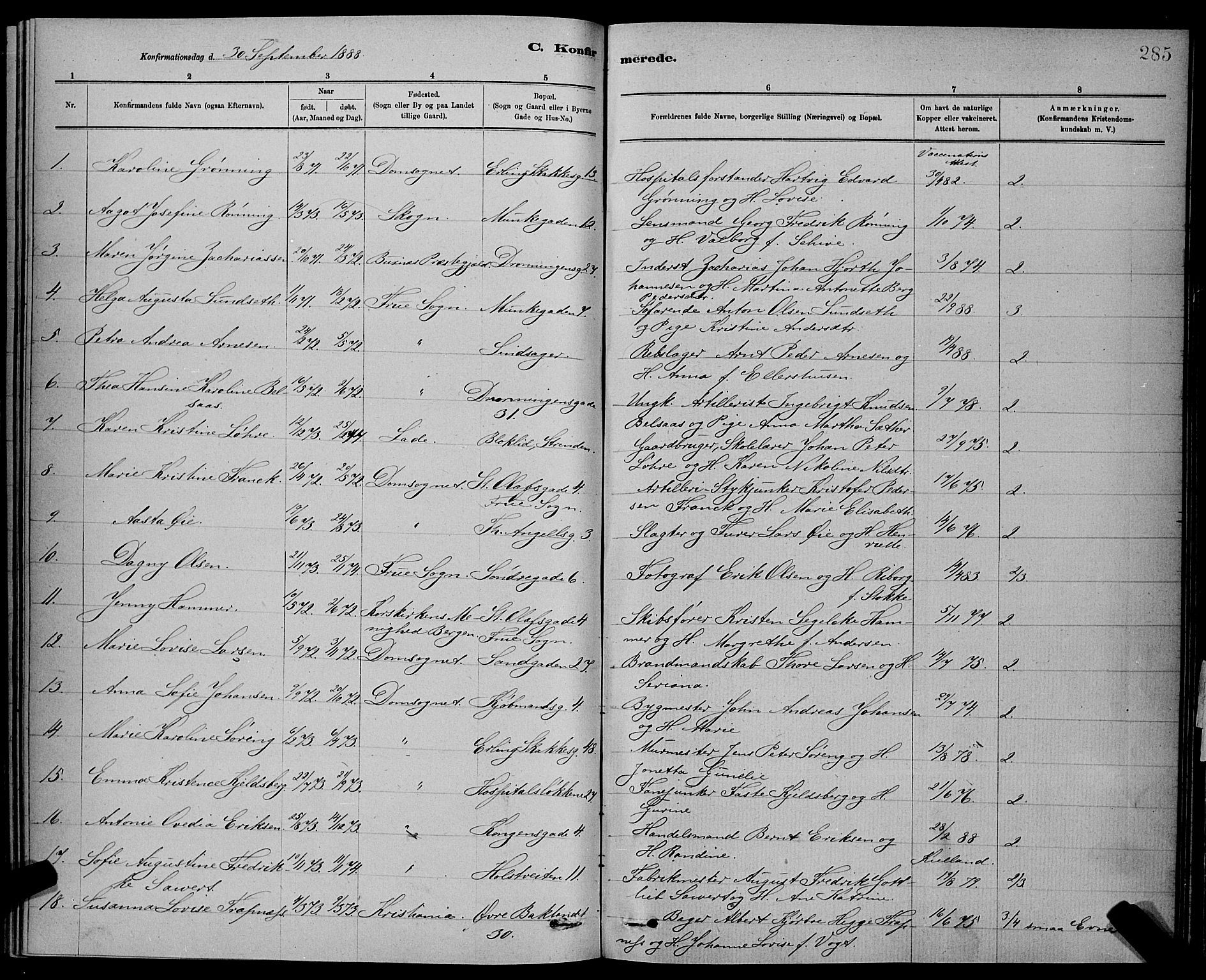 Ministerialprotokoller, klokkerbøker og fødselsregistre - Sør-Trøndelag, AV/SAT-A-1456/601/L0092: Parish register (copy) no. 601C10, 1884-1897, p. 285