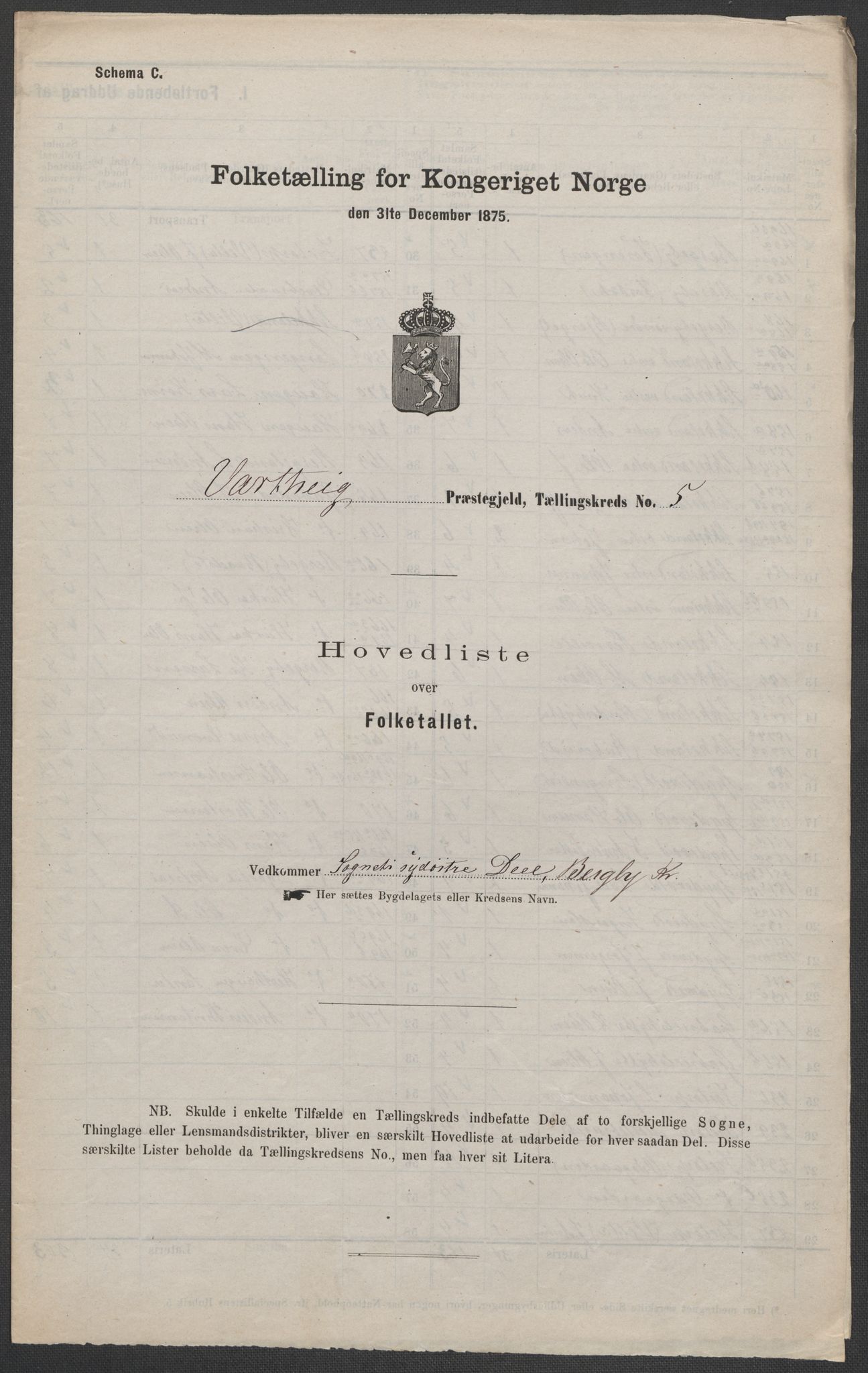 RA, 1875 census for 0114P Varteig, 1875, p. 13