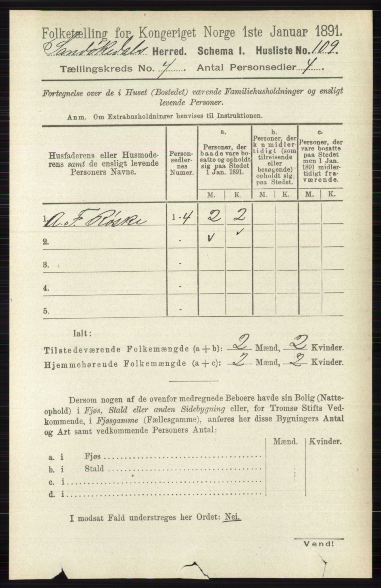 RA, 1891 census for 0816 Sannidal, 1891, p. 1213