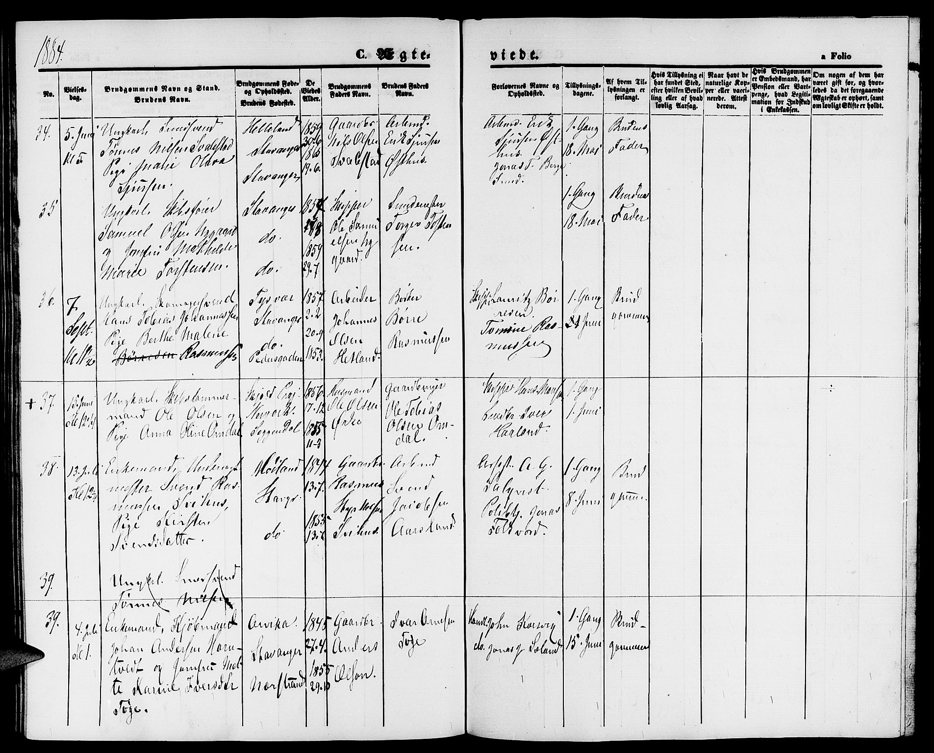 St. Petri sokneprestkontor, AV/SAST-A-101813/001/30/30BB/L0003: Parish register (copy) no. B 3, 1873-1885