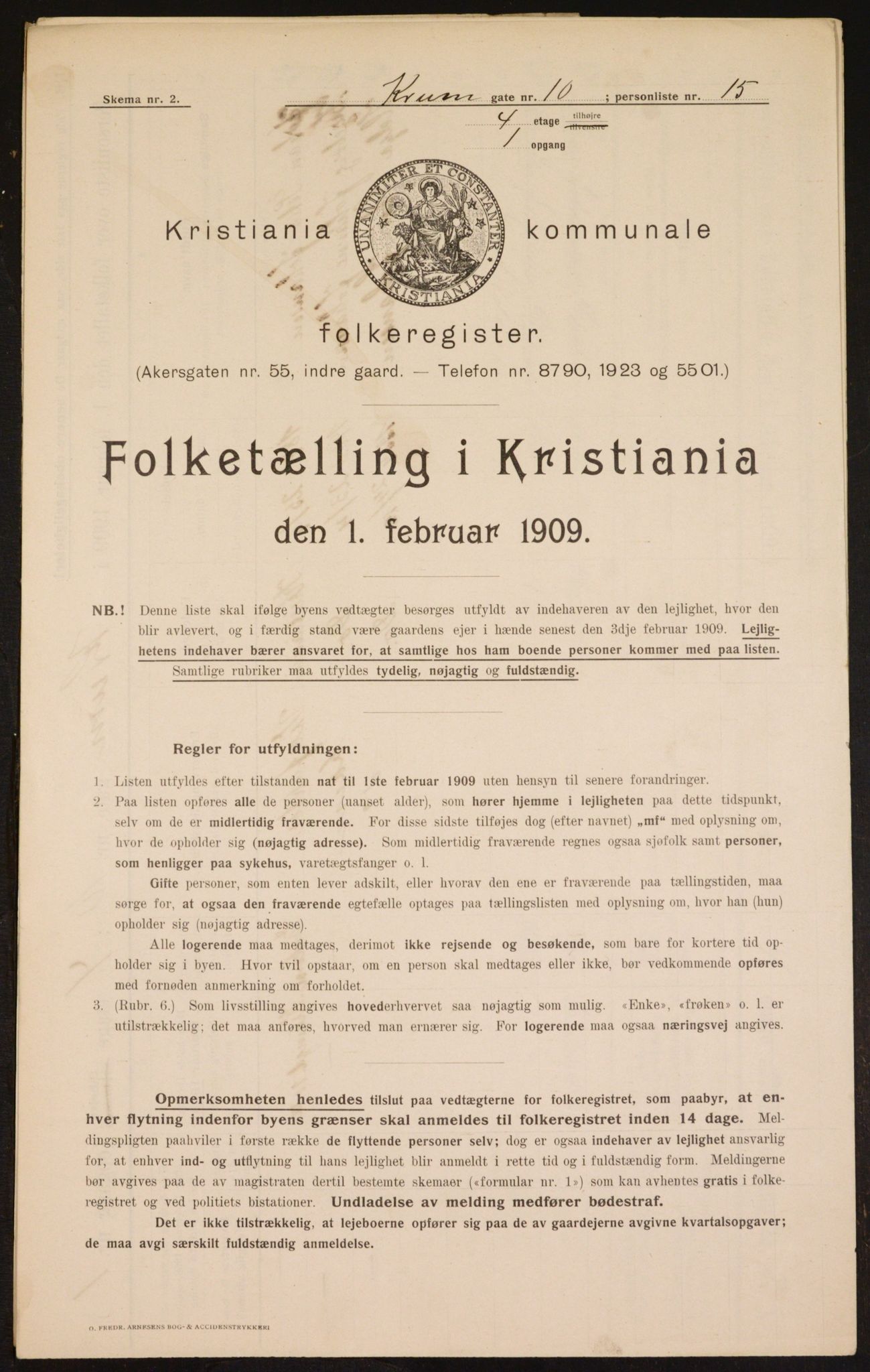 OBA, Municipal Census 1909 for Kristiania, 1909, p. 50377