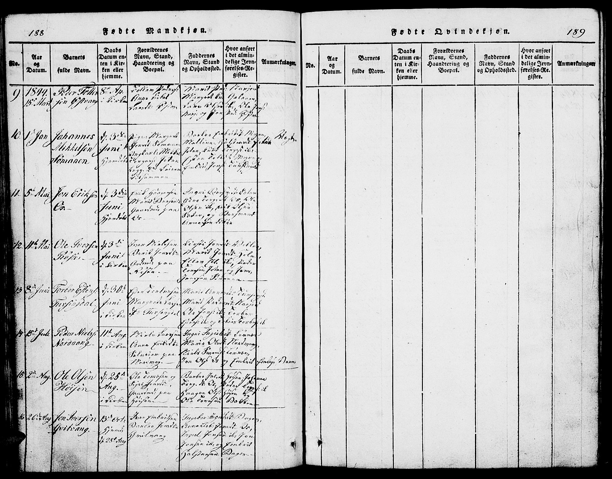 Tolga prestekontor, AV/SAH-PREST-062/L/L0002: Parish register (copy) no. 2, 1815-1844, p. 188-189