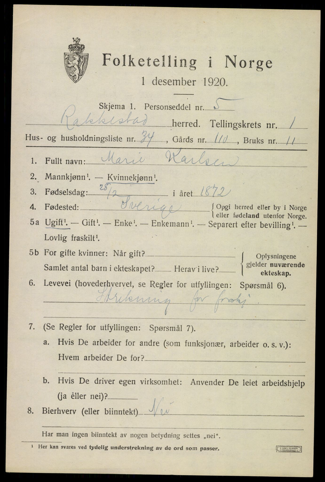 SAO, 1920 census for Rakkestad, 1920, p. 2059