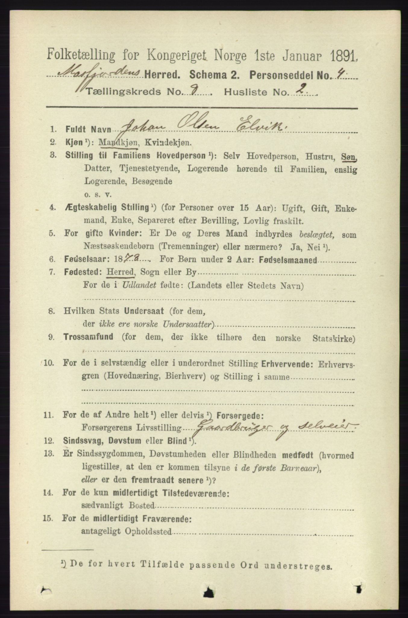 RA, 1891 census for 1266 Masfjorden, 1891, p. 1544