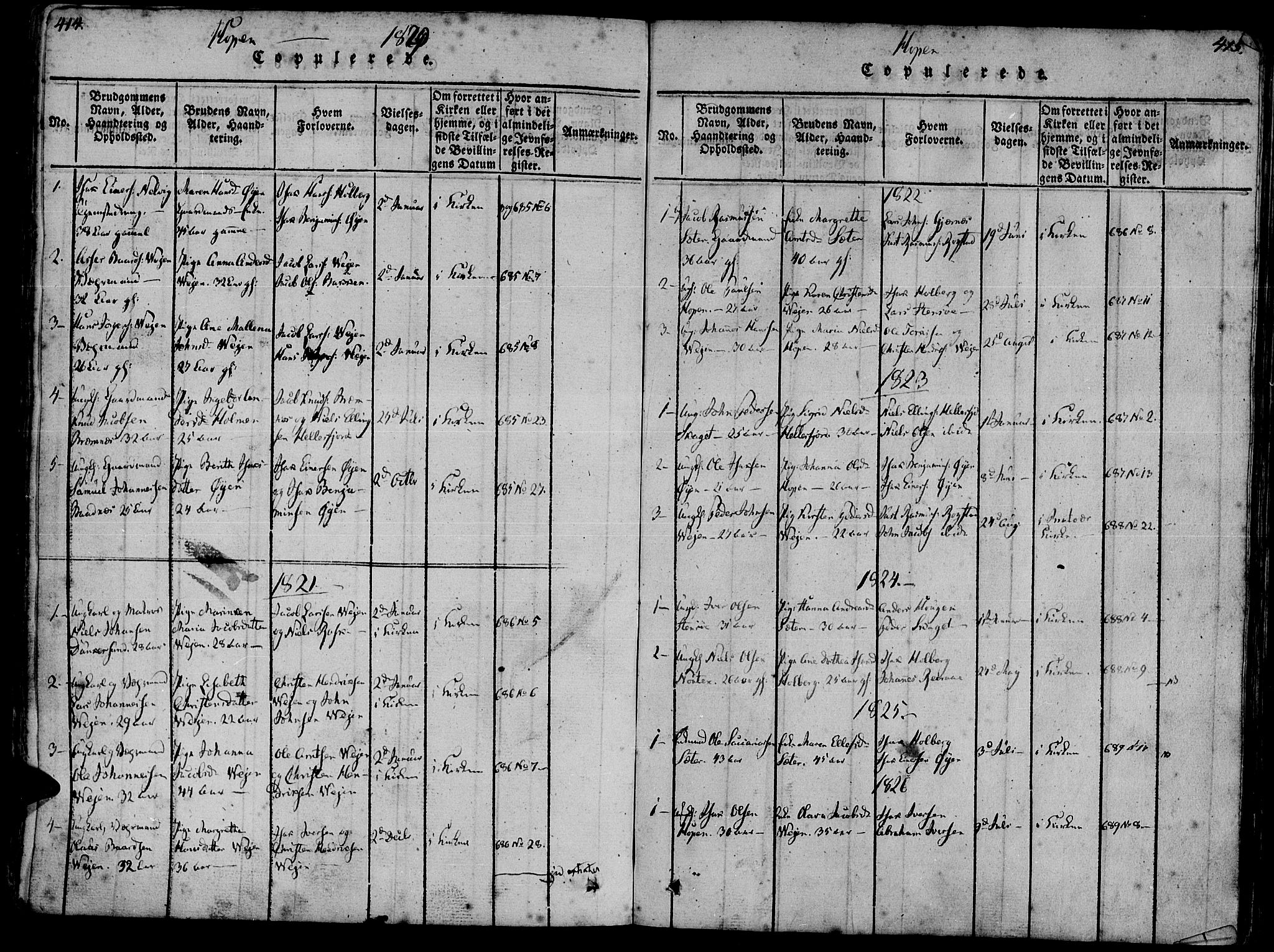 Ministerialprotokoller, klokkerbøker og fødselsregistre - Møre og Romsdal, SAT/A-1454/581/L0935: Parish register (official) no. 581A03 /3, 1819-1827, p. 414-415